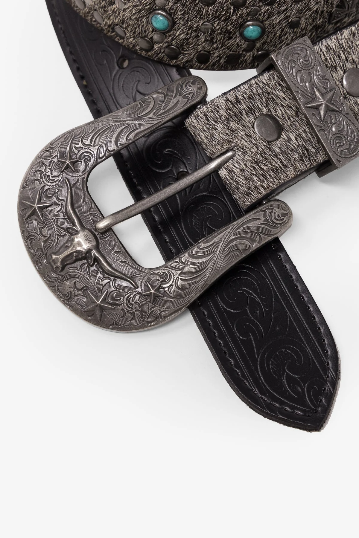 Turquoise Studded Belt - Black - Image 5