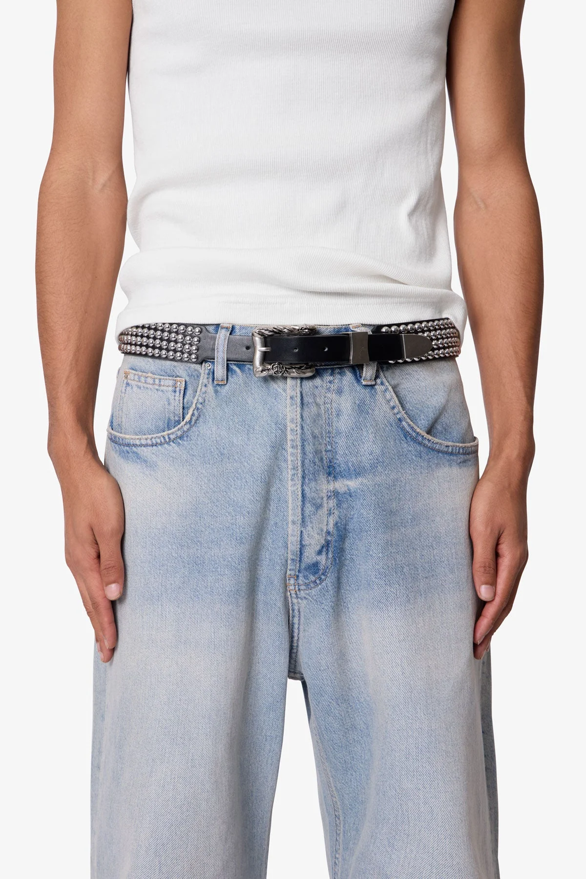 Vintage Studded Belt - Black - Image 5