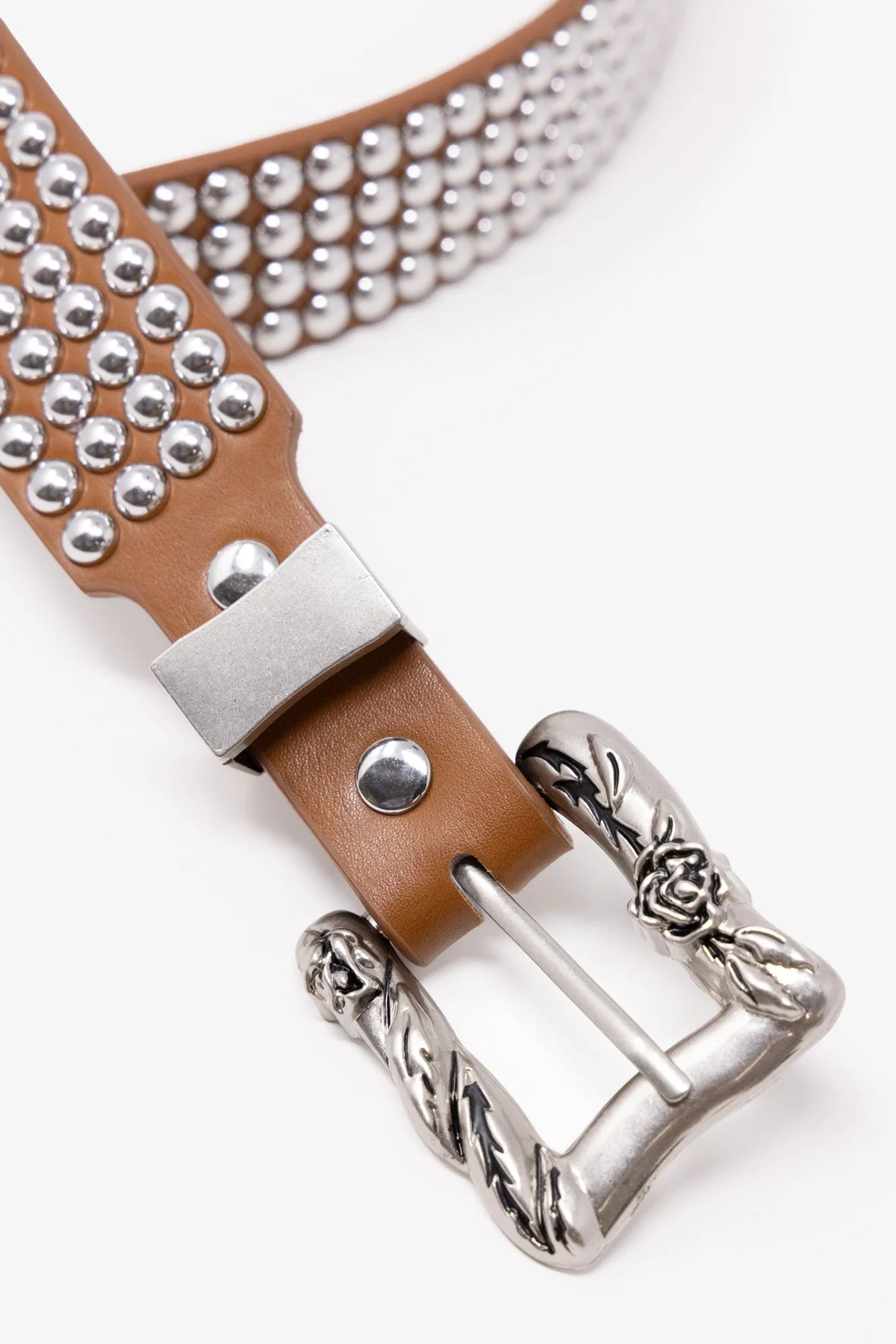 Vintage Studded Belt - Brown - Image 3