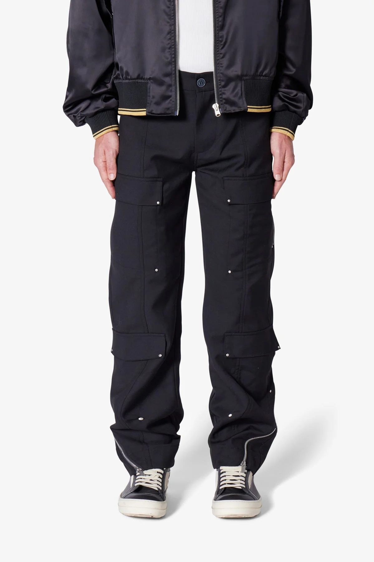Angled Zip Cargo Pants - Black - Image 2