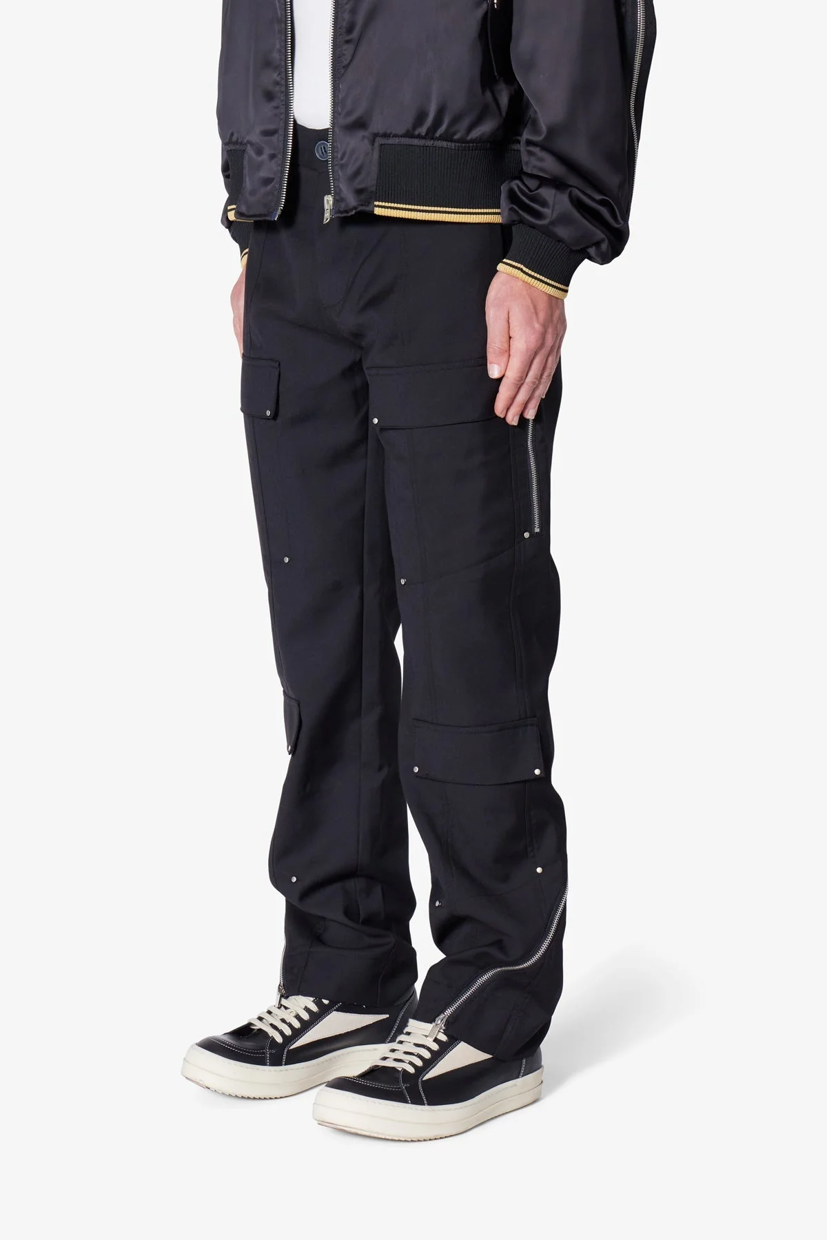 Angled Zip Cargo Pants - Black - Image 3