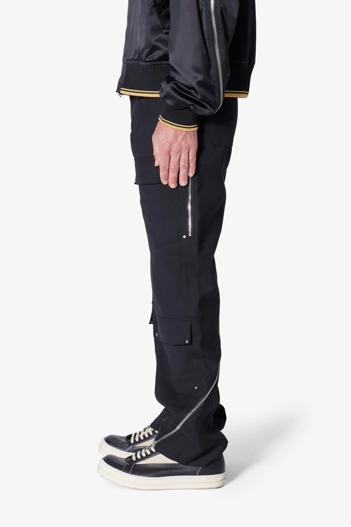 Angled Zip Cargo Pants - Black - Image 4