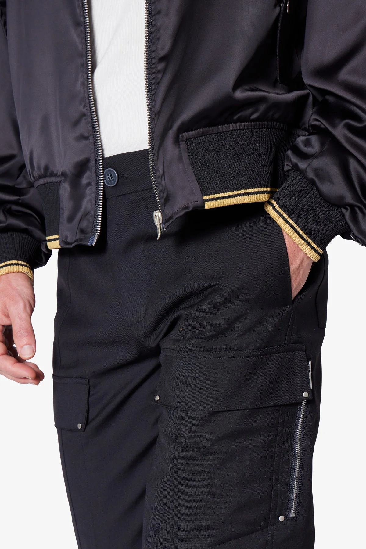 Angled Zip Cargo Pants - Black - Image 7