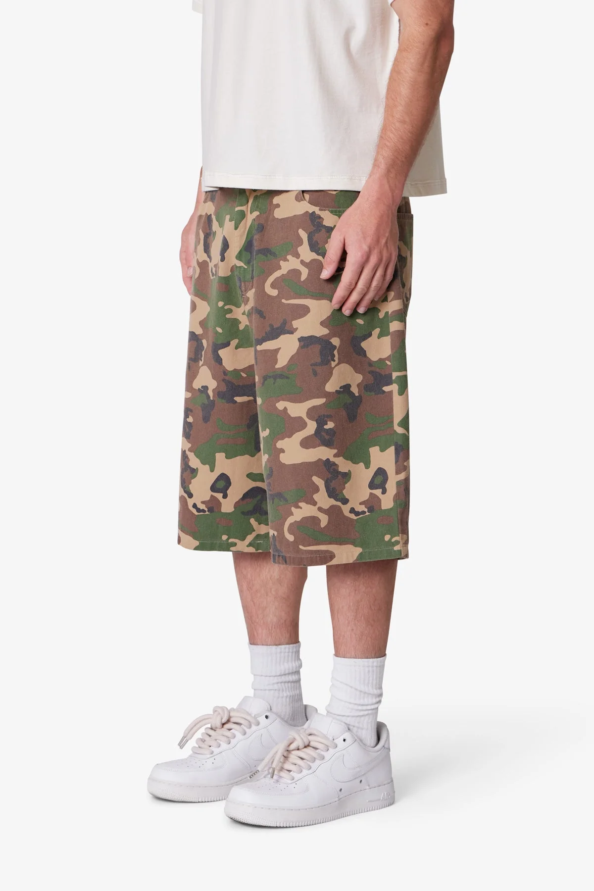 Baggy Camo Twill Shorts - Woodland Camo - Image 3