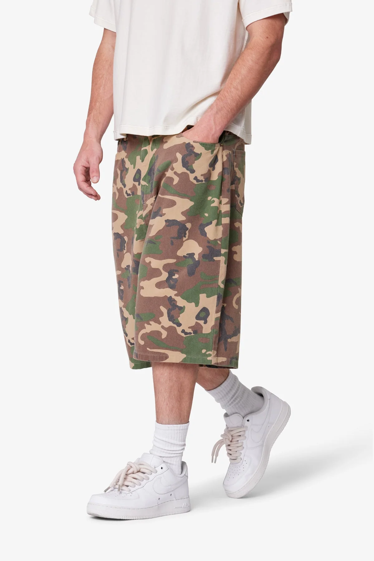 Baggy Camo Twill Shorts - Woodland Camo - Image 6