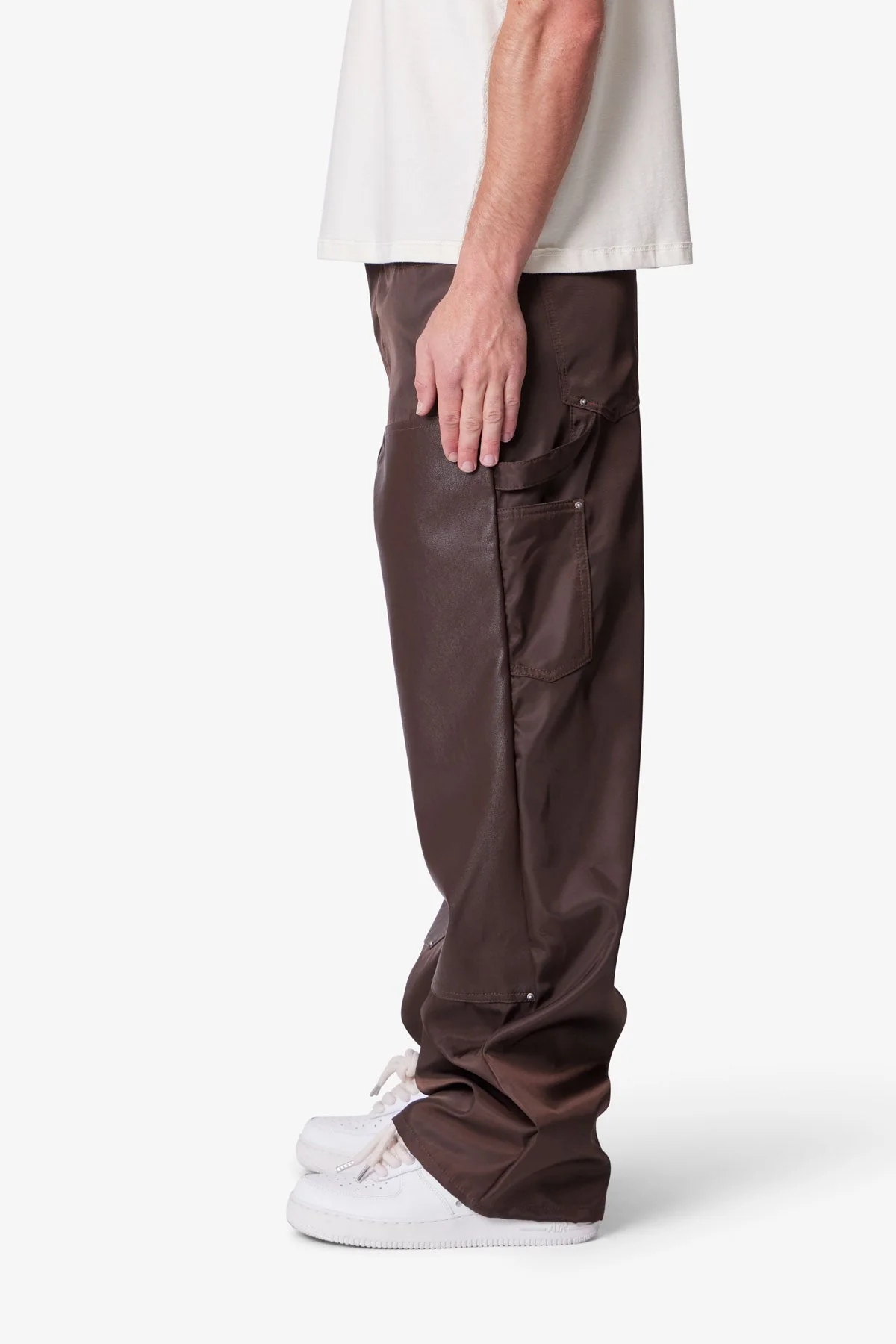 Ultra Baggy Nylon Work Pants - Brown - Image 4