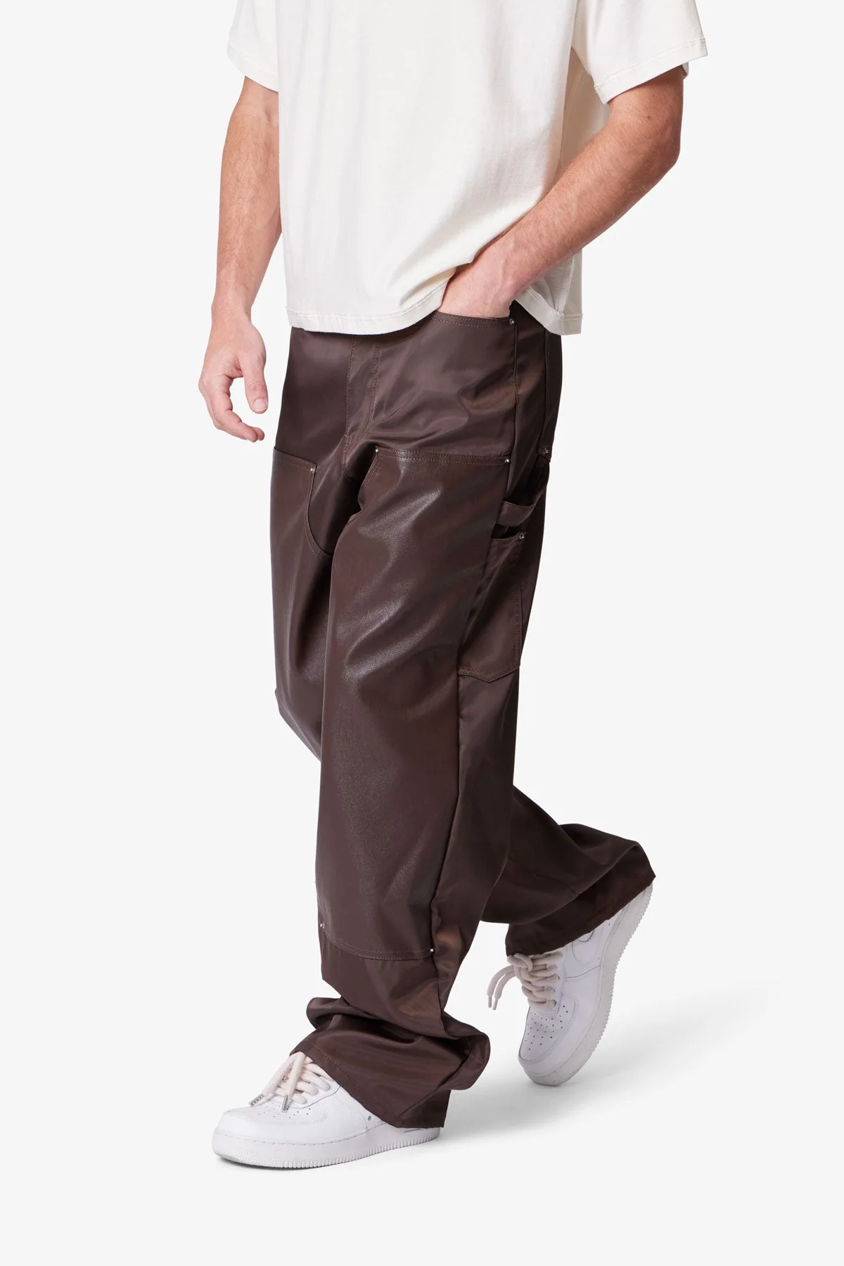 Ultra Baggy Nylon Work Pants - Brown - Image 6