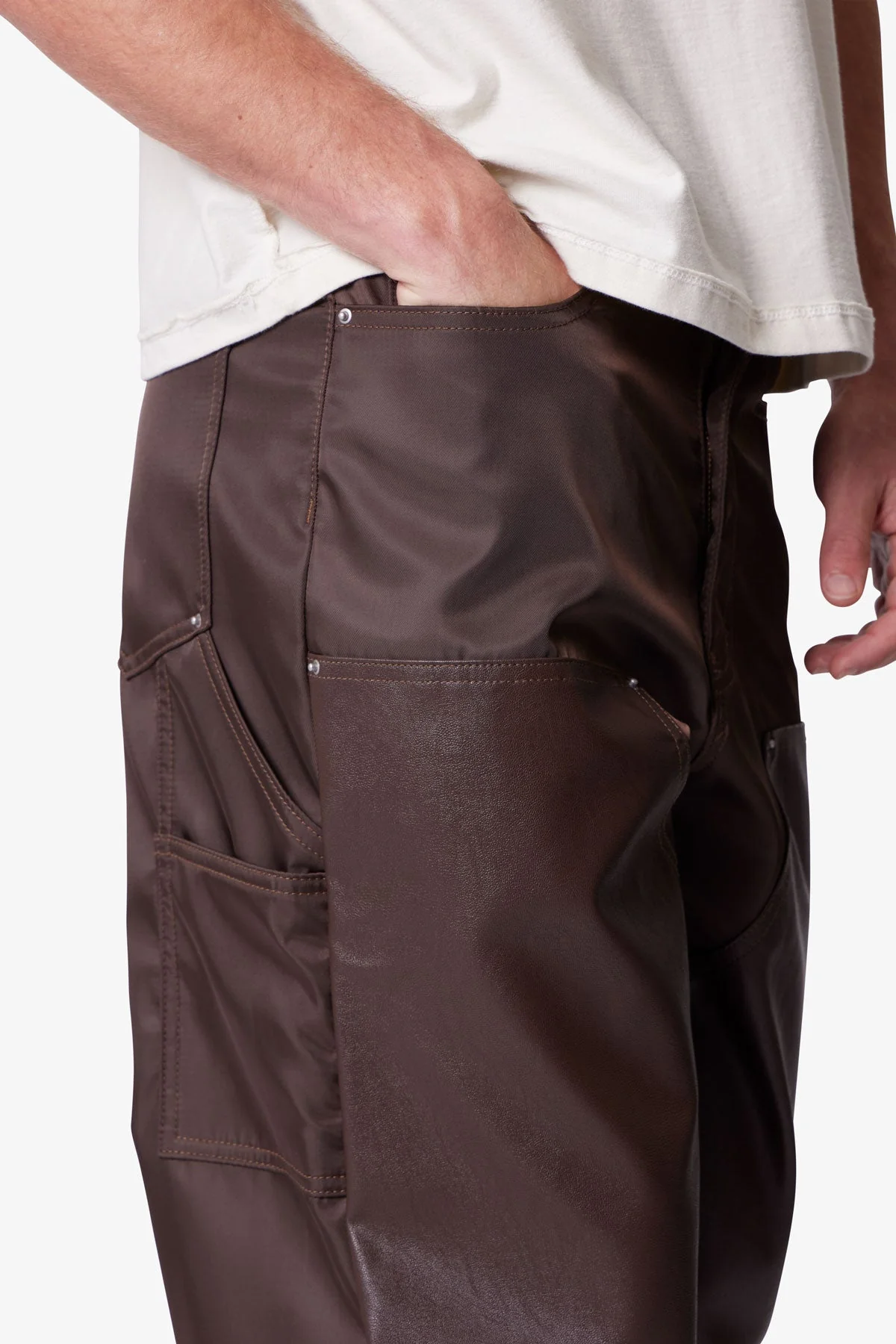 Ultra Baggy Nylon Work Pants - Brown - Image 8
