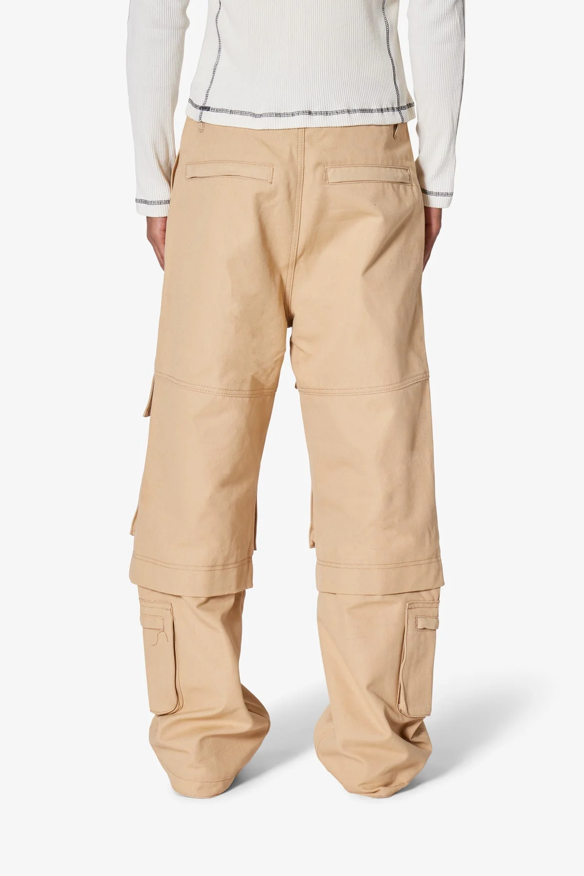 Baggy Slanted Cargo Pants - Khaki - Image 5