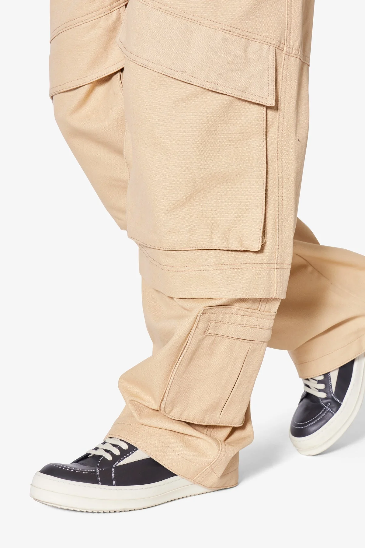 Baggy Slanted Cargo Pants - Khaki - Image 8