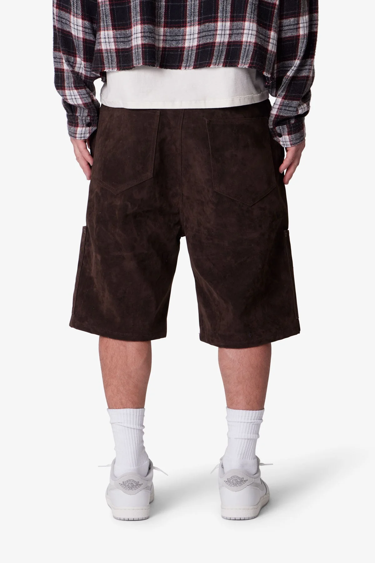 Baggy Suede Work Shorts - Dark Brown - Image 5