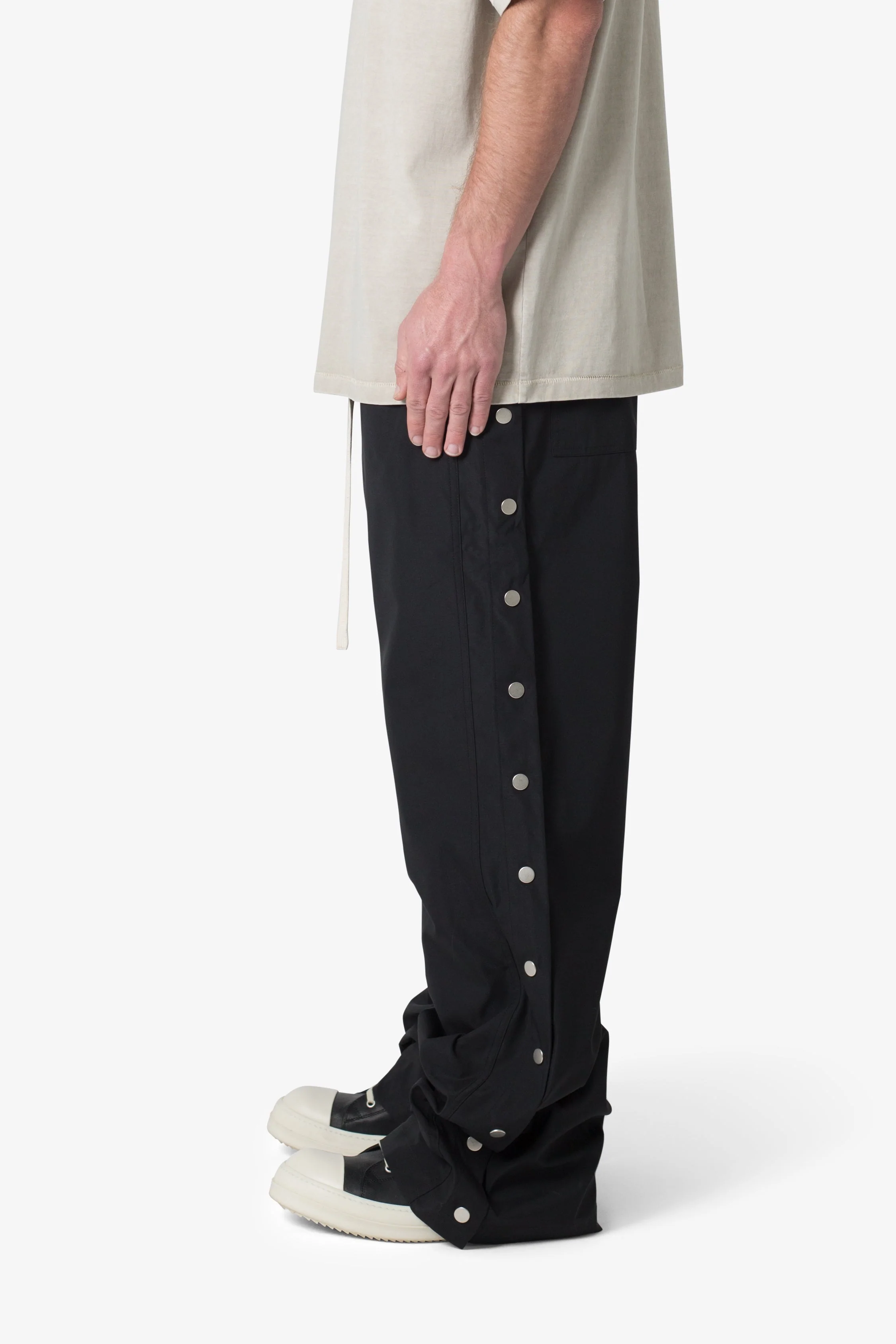 Side Snap Nylon Pants - Black - Image 4