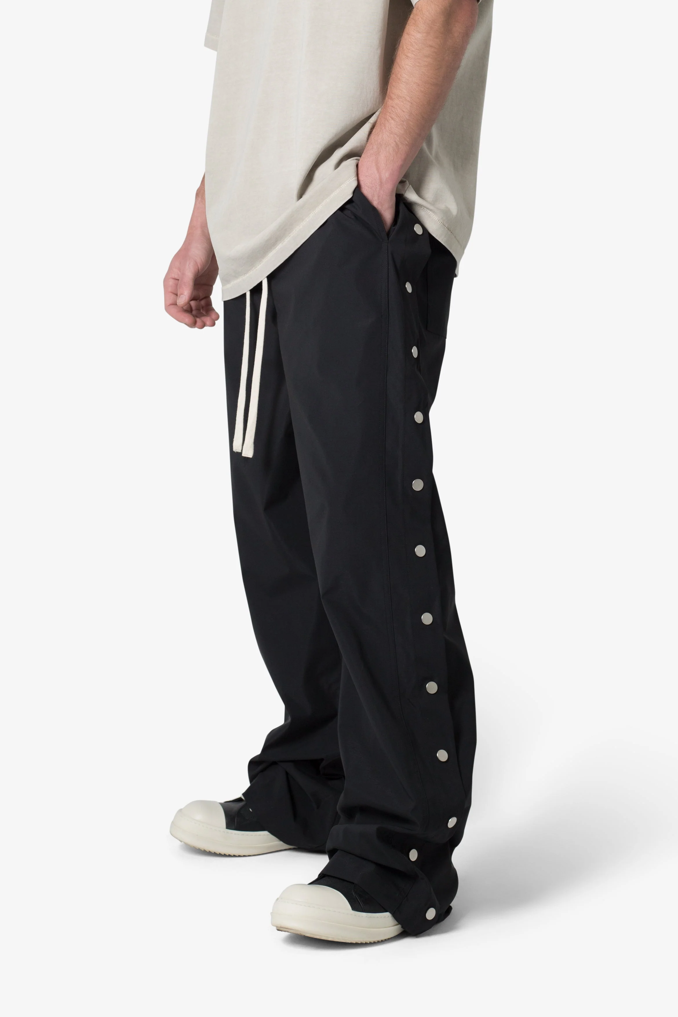 Side Snap Nylon Pants - Black - Image 6