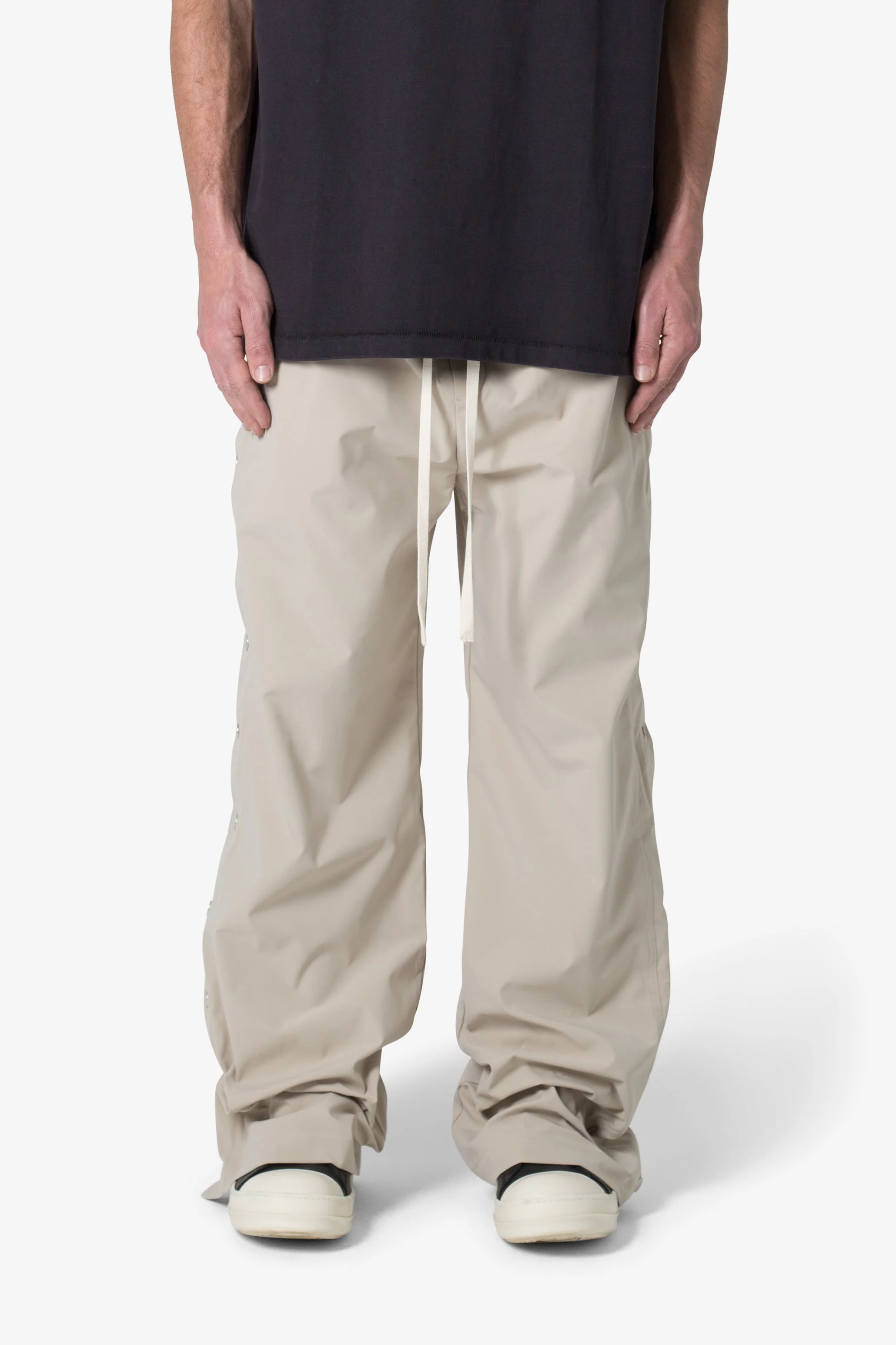 Side Snap Nylon Pants - Tan - Image 3