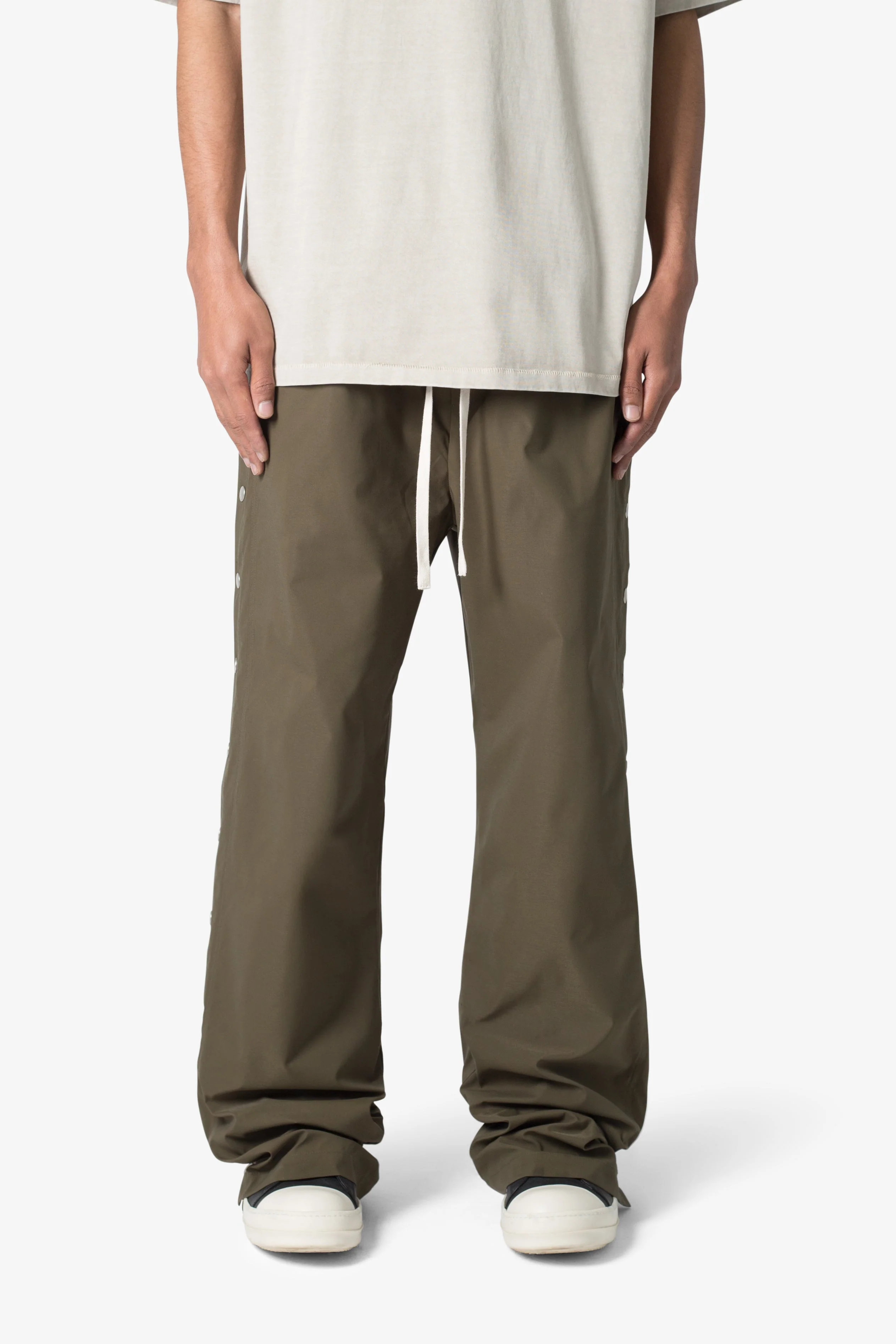 Side Snap Nylon Pants - Olive - Image 3