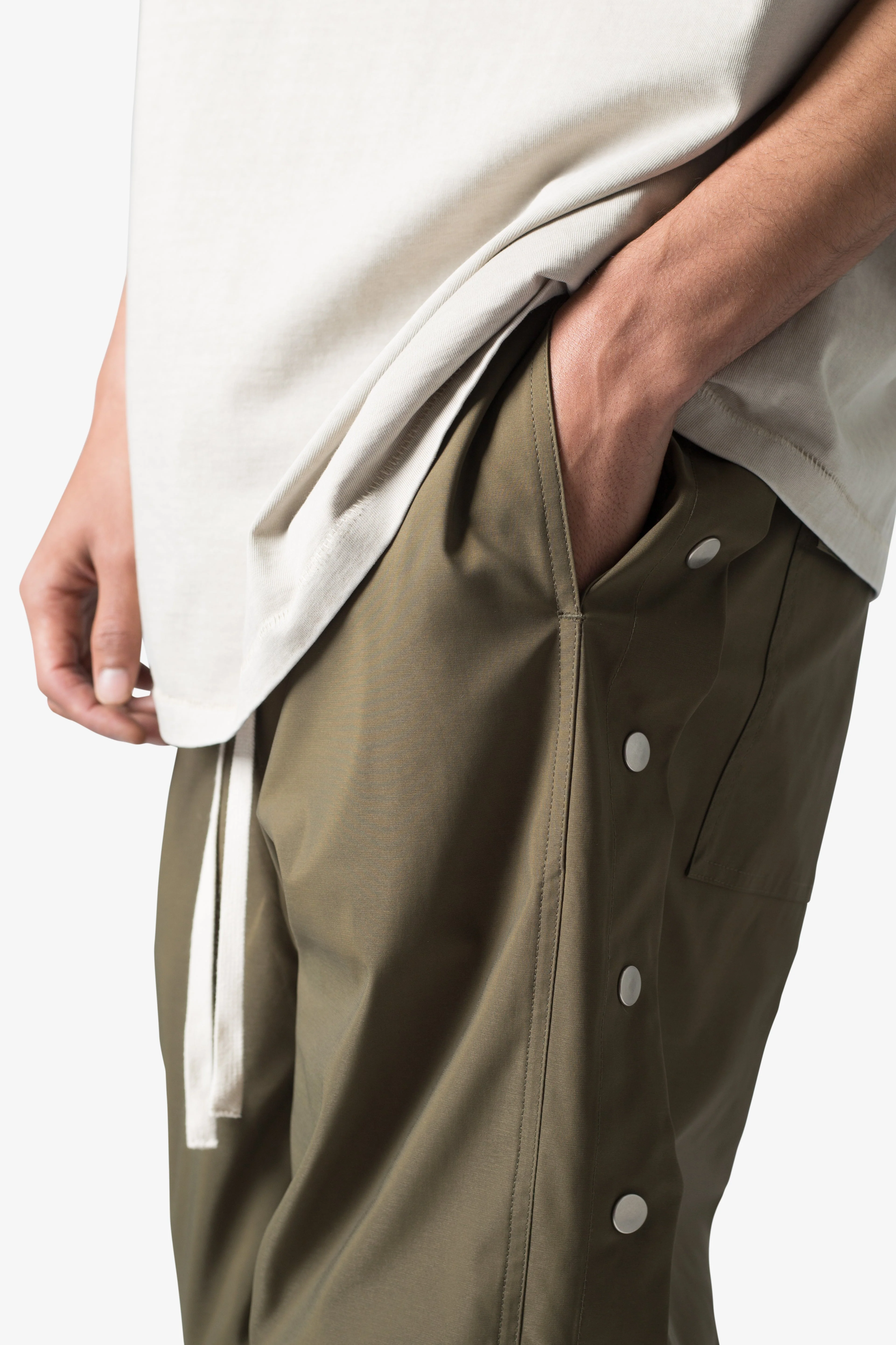 Side Snap Nylon Pants - Olive - Image 7