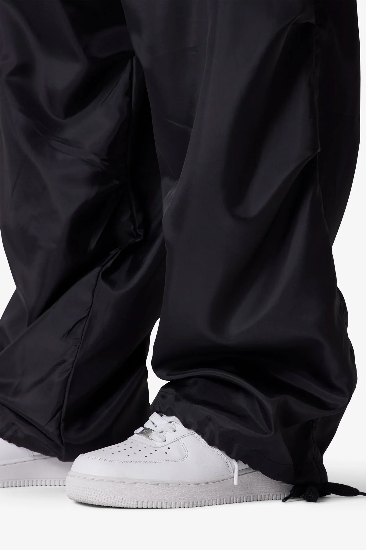 Cinched Baggy Nylon Pants - Black - Image 8