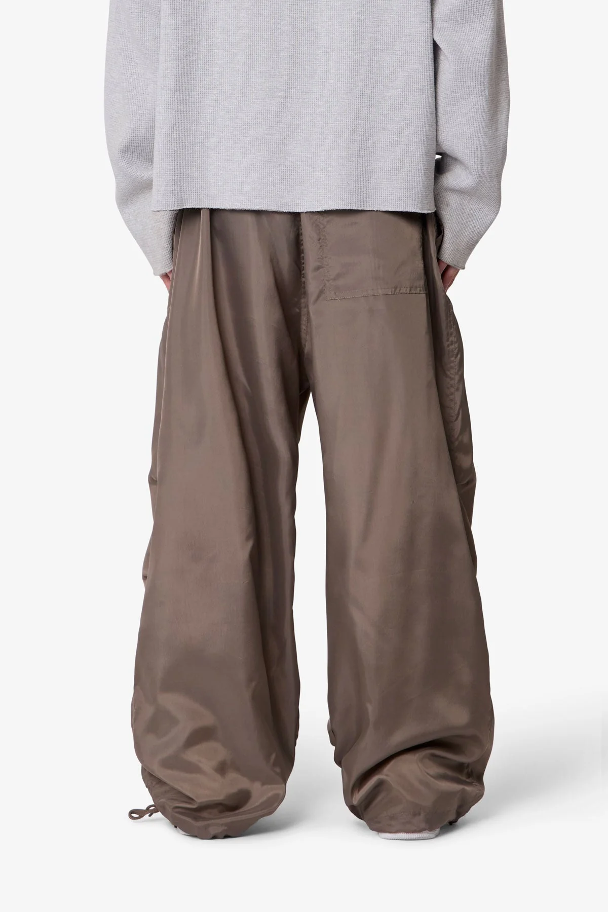 Cinched Baggy Nylon Pants - Olive - Image 5