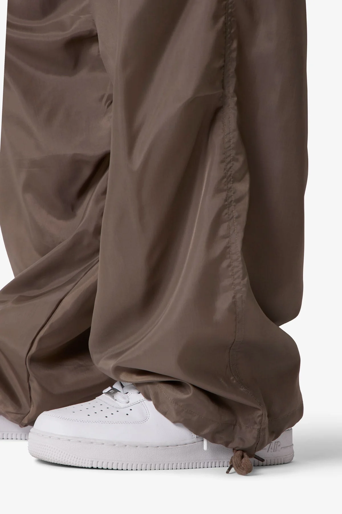 Cinched Baggy Nylon Pants - Olive - Image 7