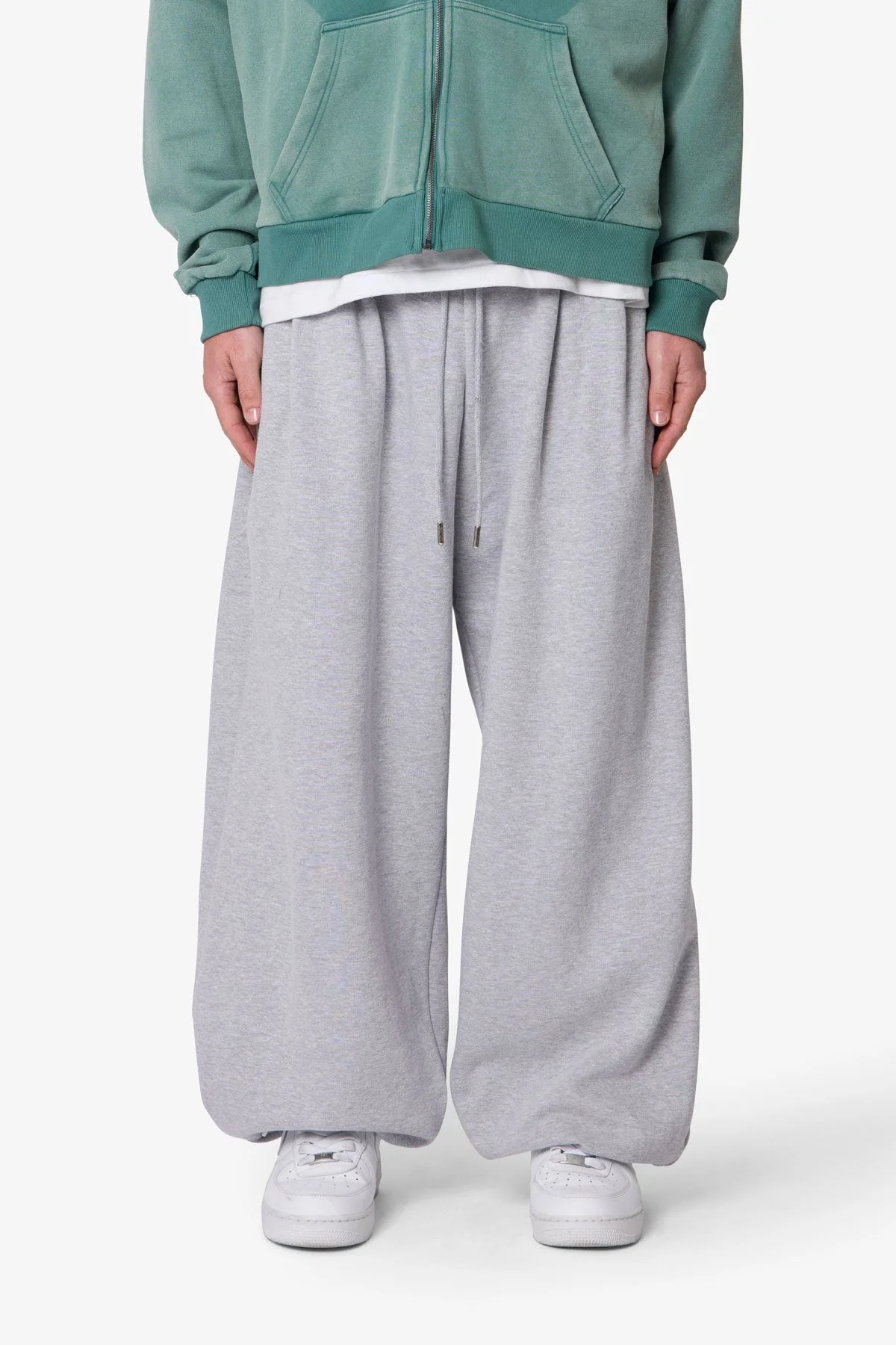 Cinched Baggy Sweatpants - Heather Grey - Image 2