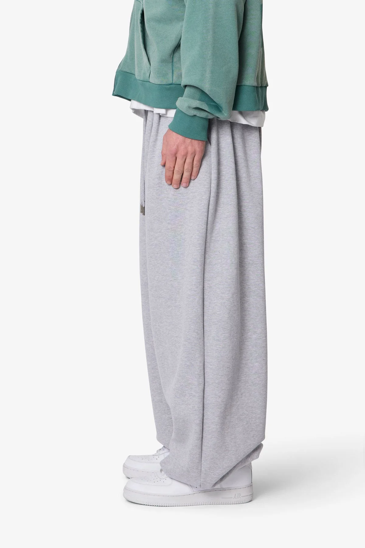 Cinched Baggy Sweatpants - Heather Grey - Image 4