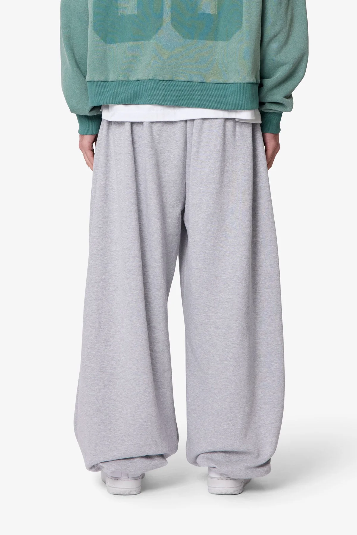 Cinched Baggy Sweatpants - Heather Grey - Image 5