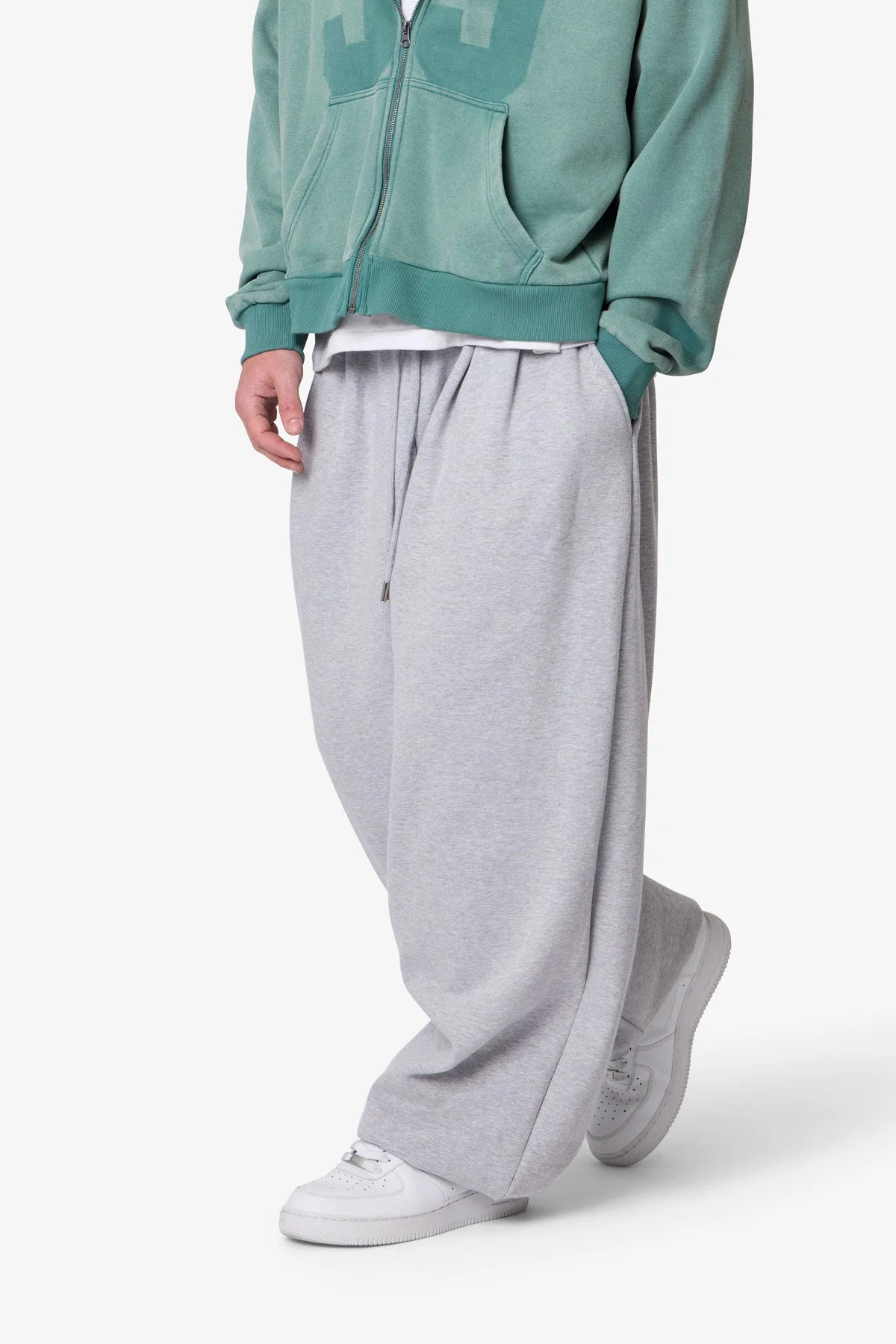 Cinched Baggy Sweatpants - Heather Grey - Image 6