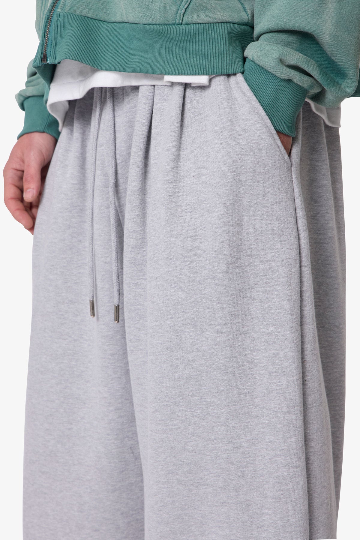 Cinched Baggy Sweatpants - Heather Grey - Image 7