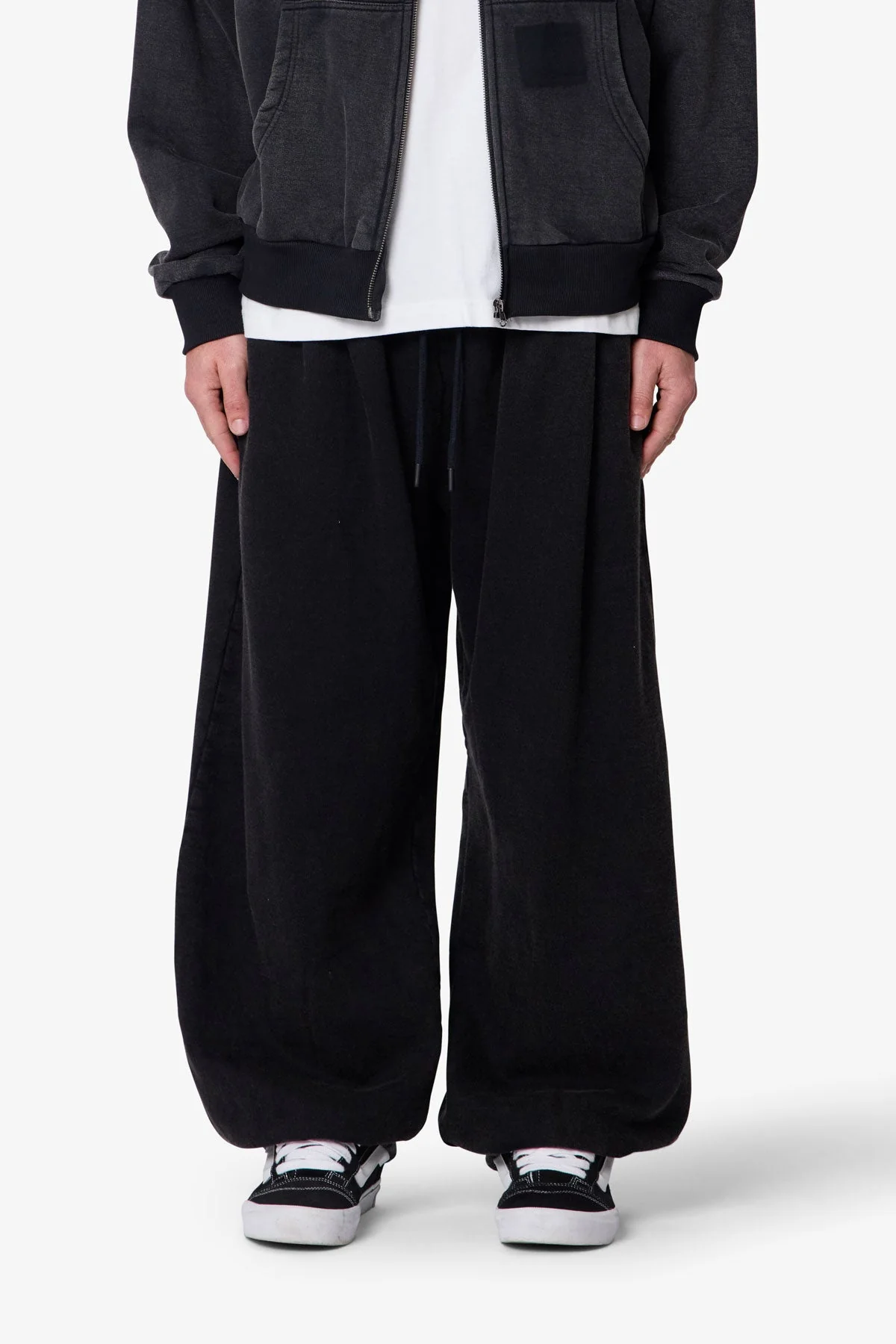 Cinched Baggy Sweatpants - Washed Black - Image 2