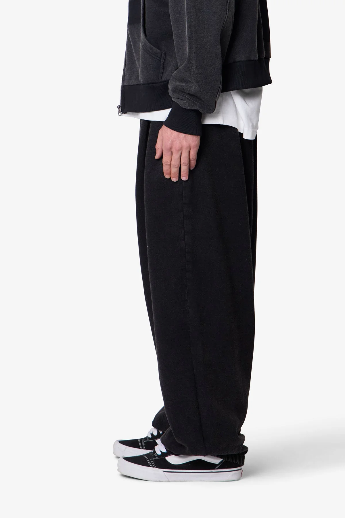 Cinched Baggy Sweatpants - Washed Black - Image 4