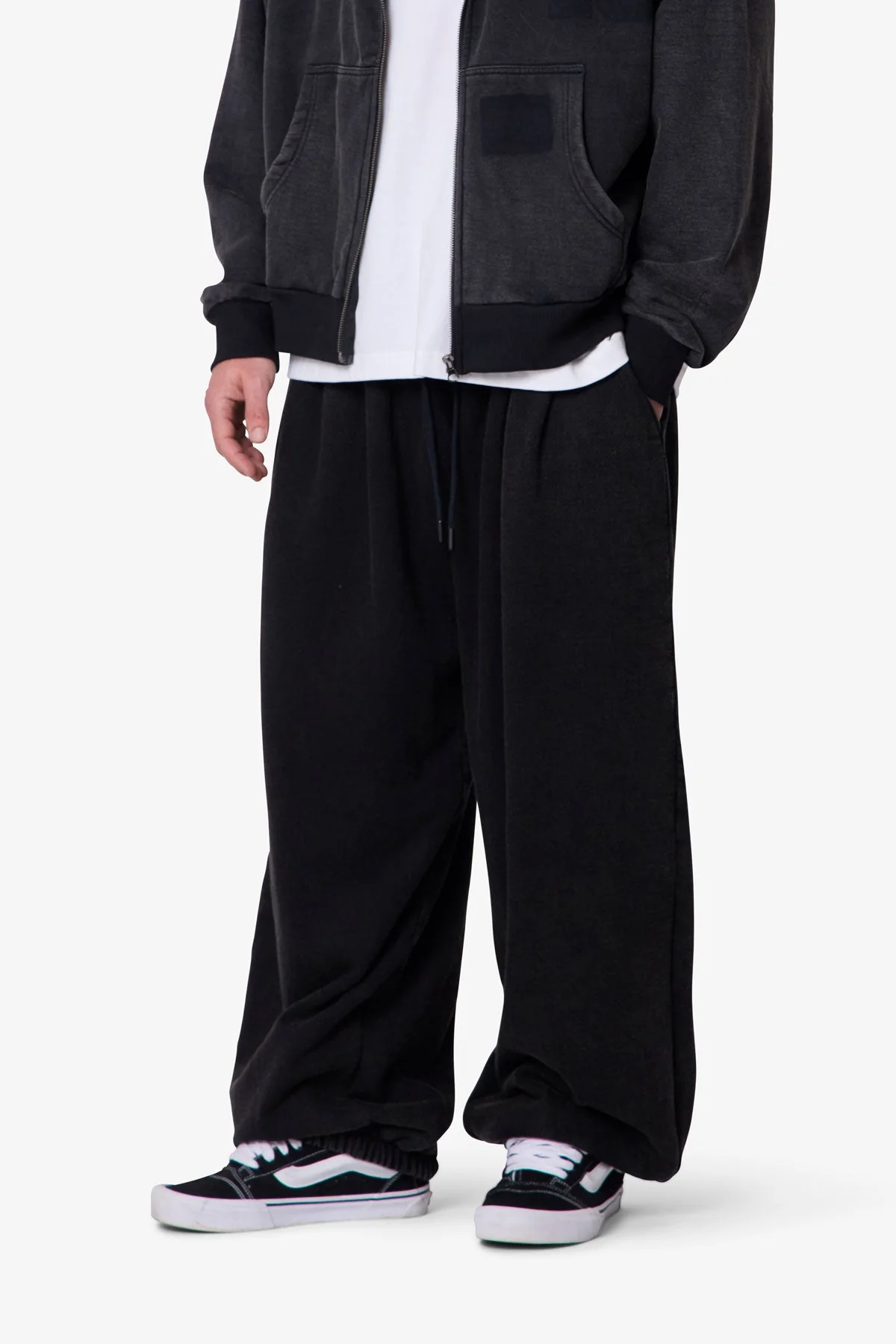 Cinched Baggy Sweatpants - Washed Black - Image 6