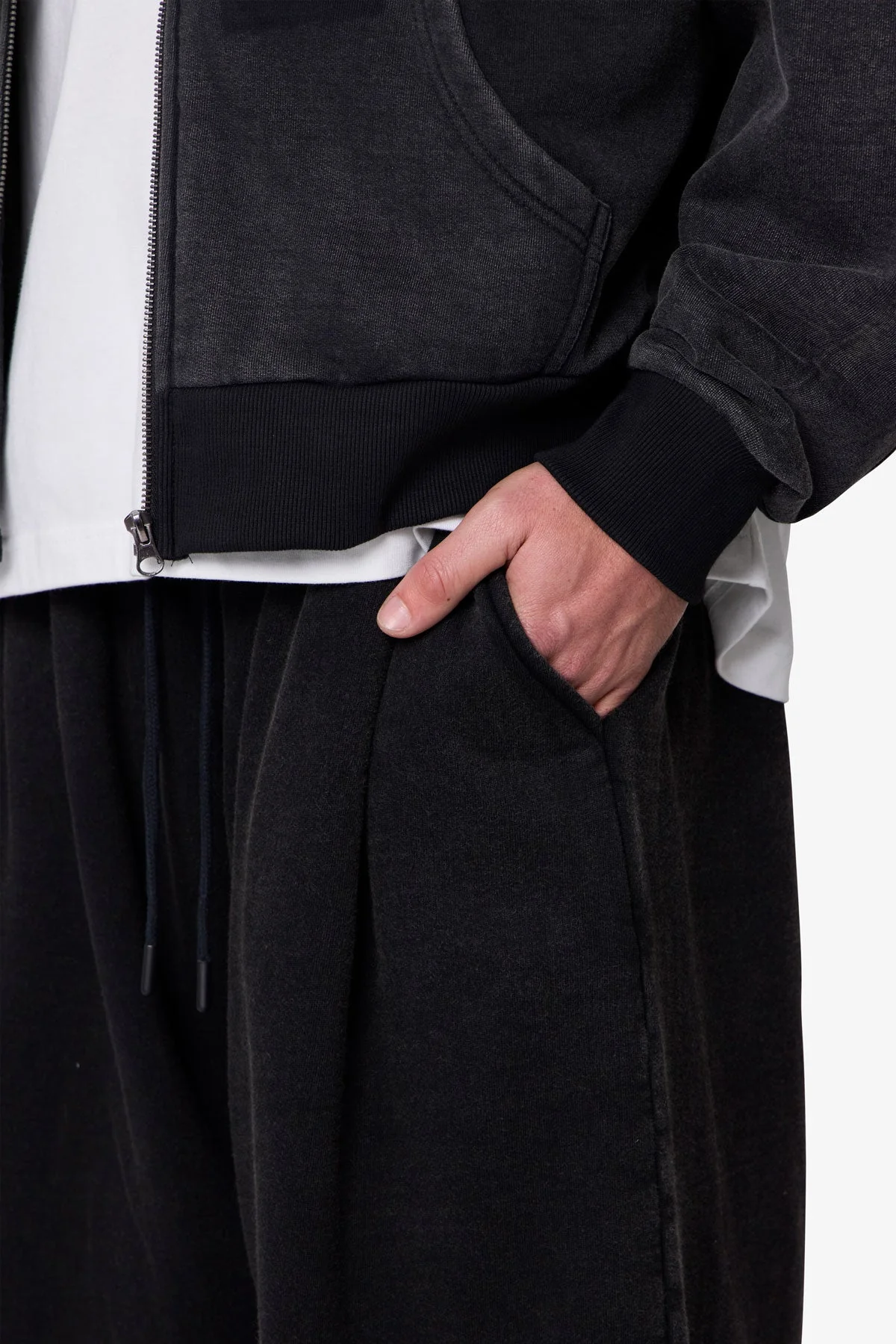 Cinched Baggy Sweatpants - Washed Black - Image 7