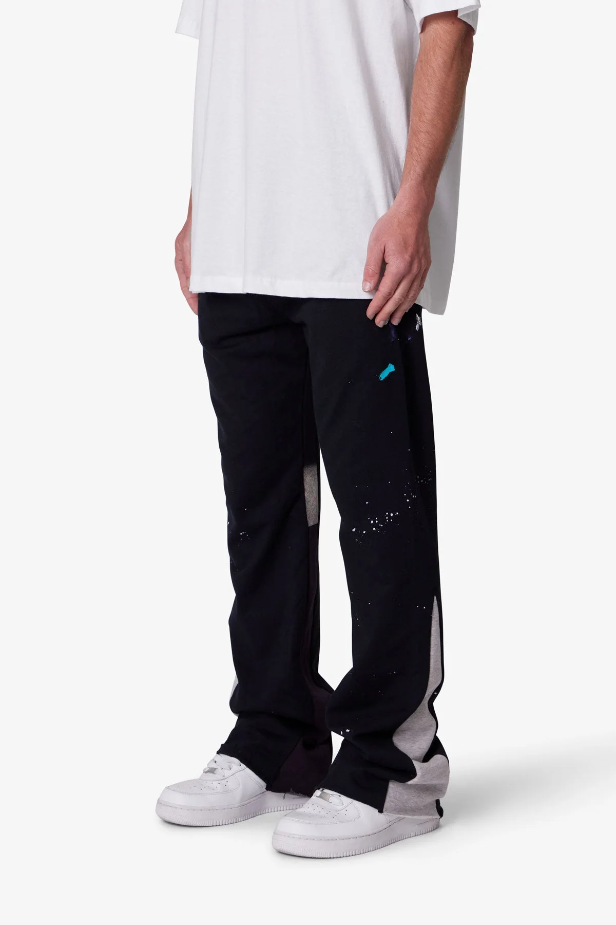 Contrast Bootcut Sweatpants - Black - Image 3