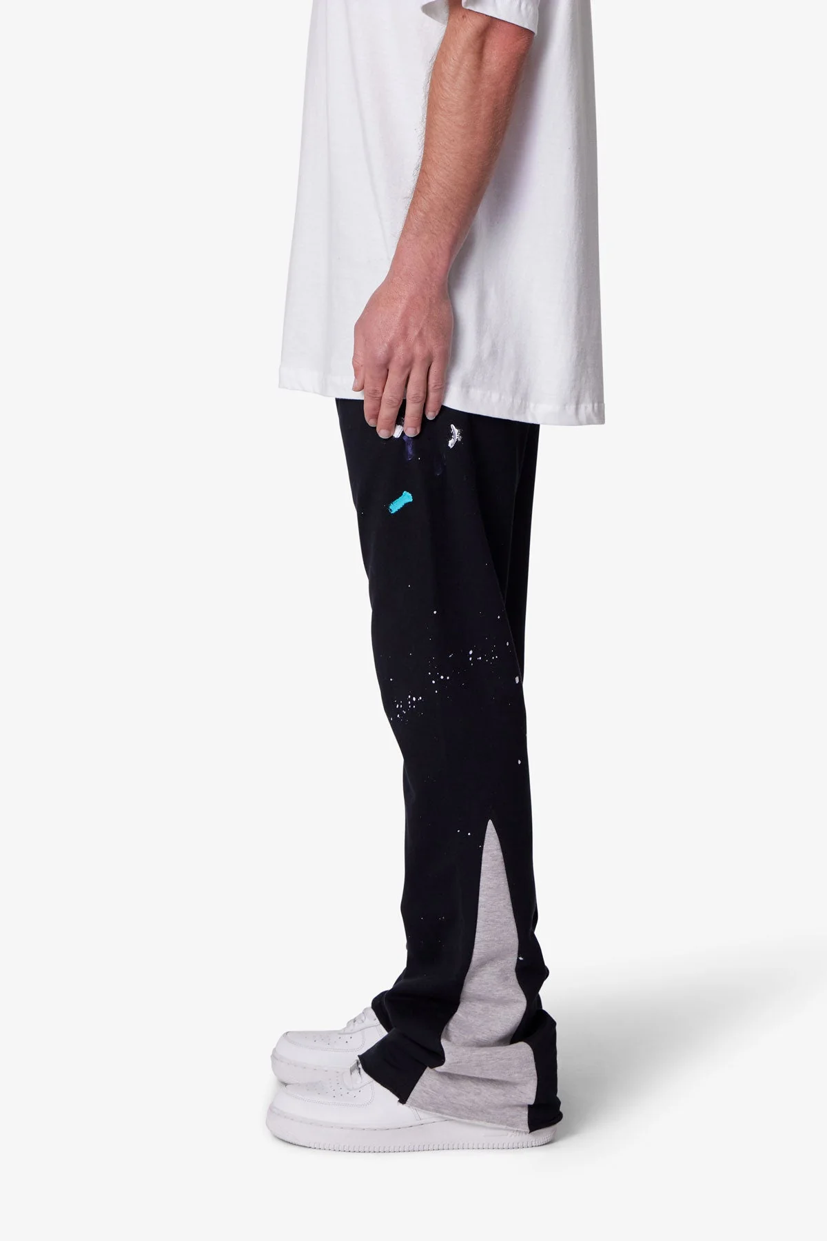 Contrast Bootcut Sweatpants - Black - Image 4