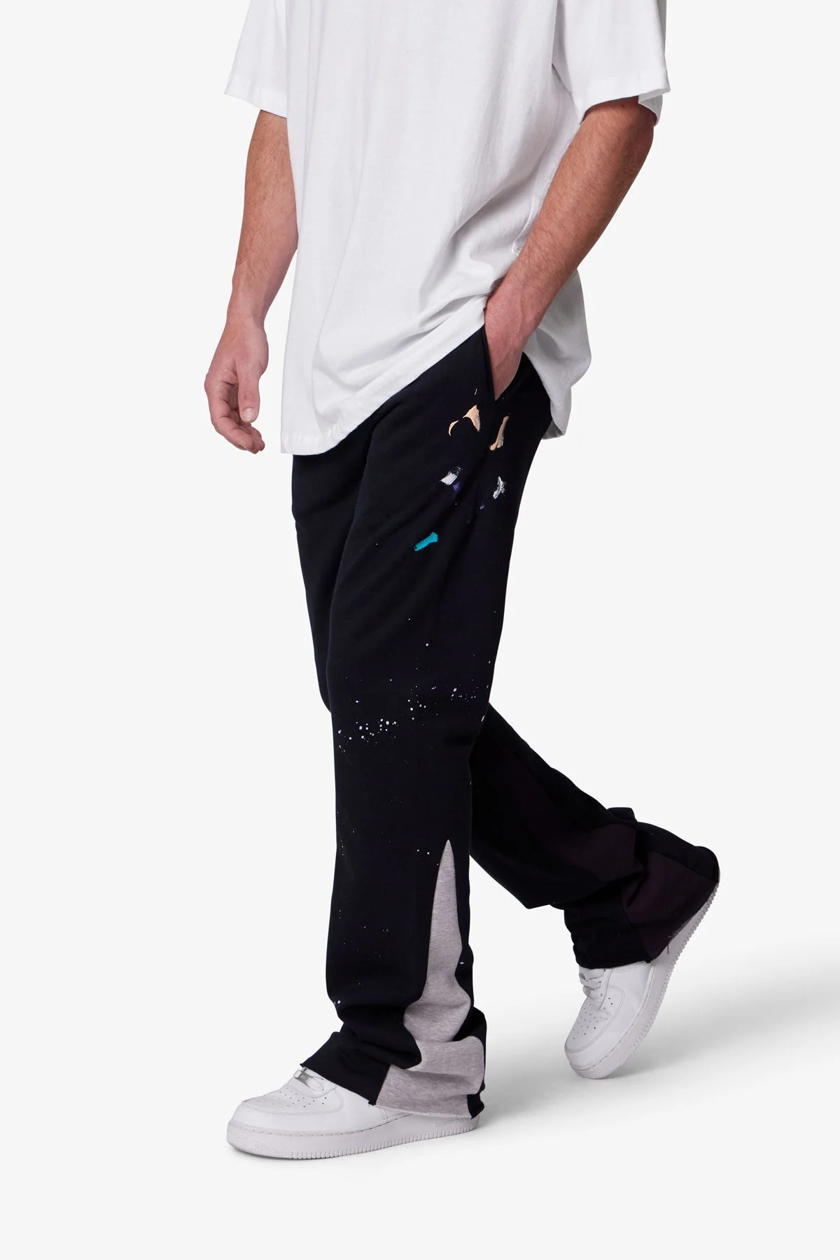 Contrast Bootcut Sweatpants - Black - Image 6