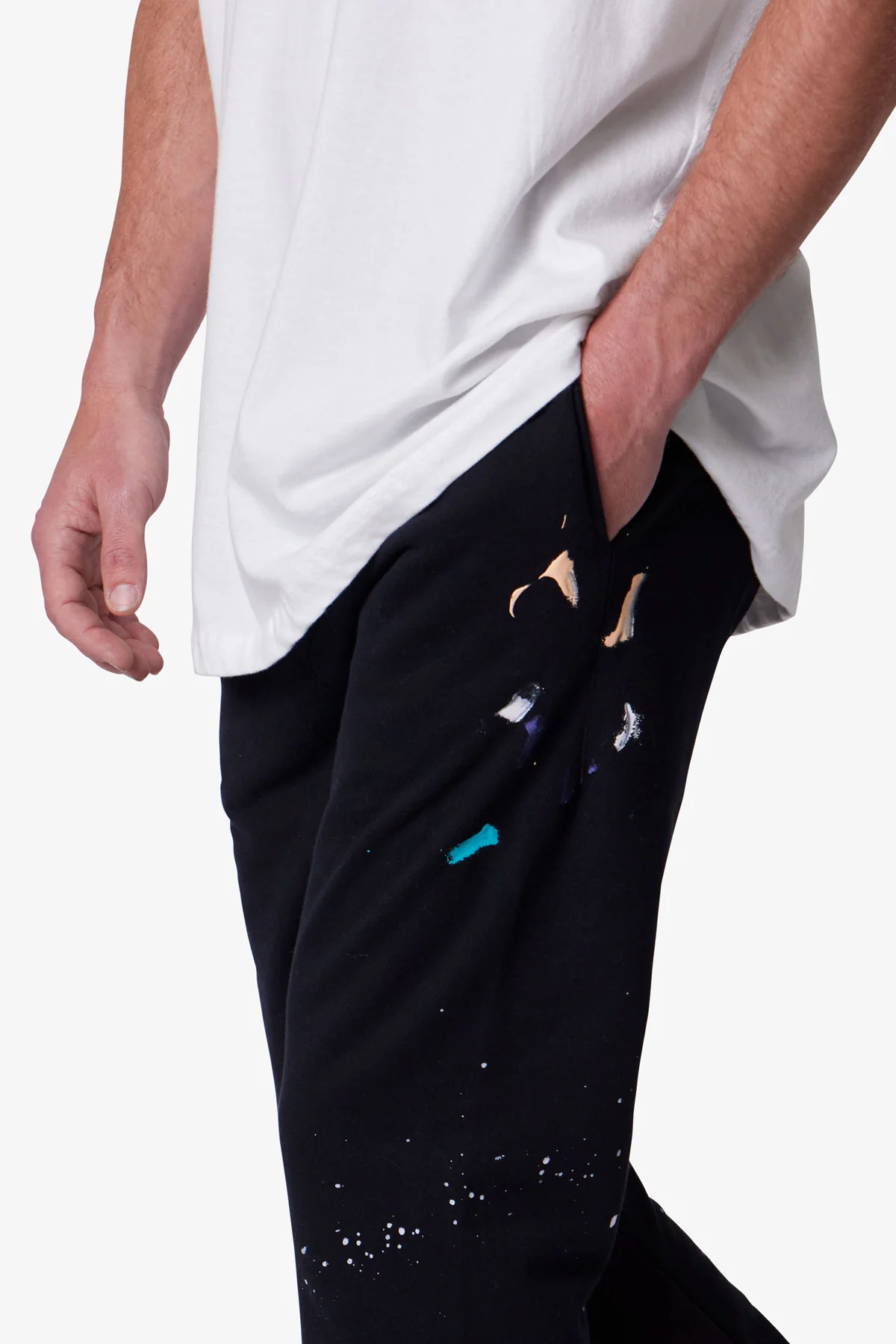 Contrast Bootcut Sweatpants - Black - Image 7