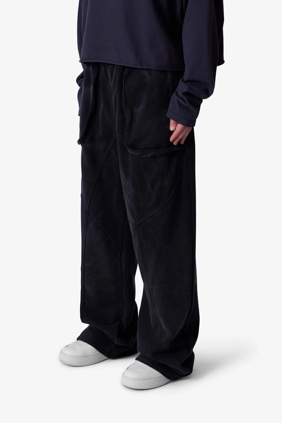 Cross Seamed Sweatpants - Washed Black - Image 3
