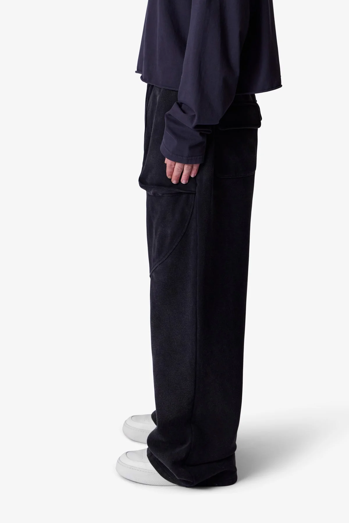 Cross Seamed Sweatpants - Washed Black - Image 4