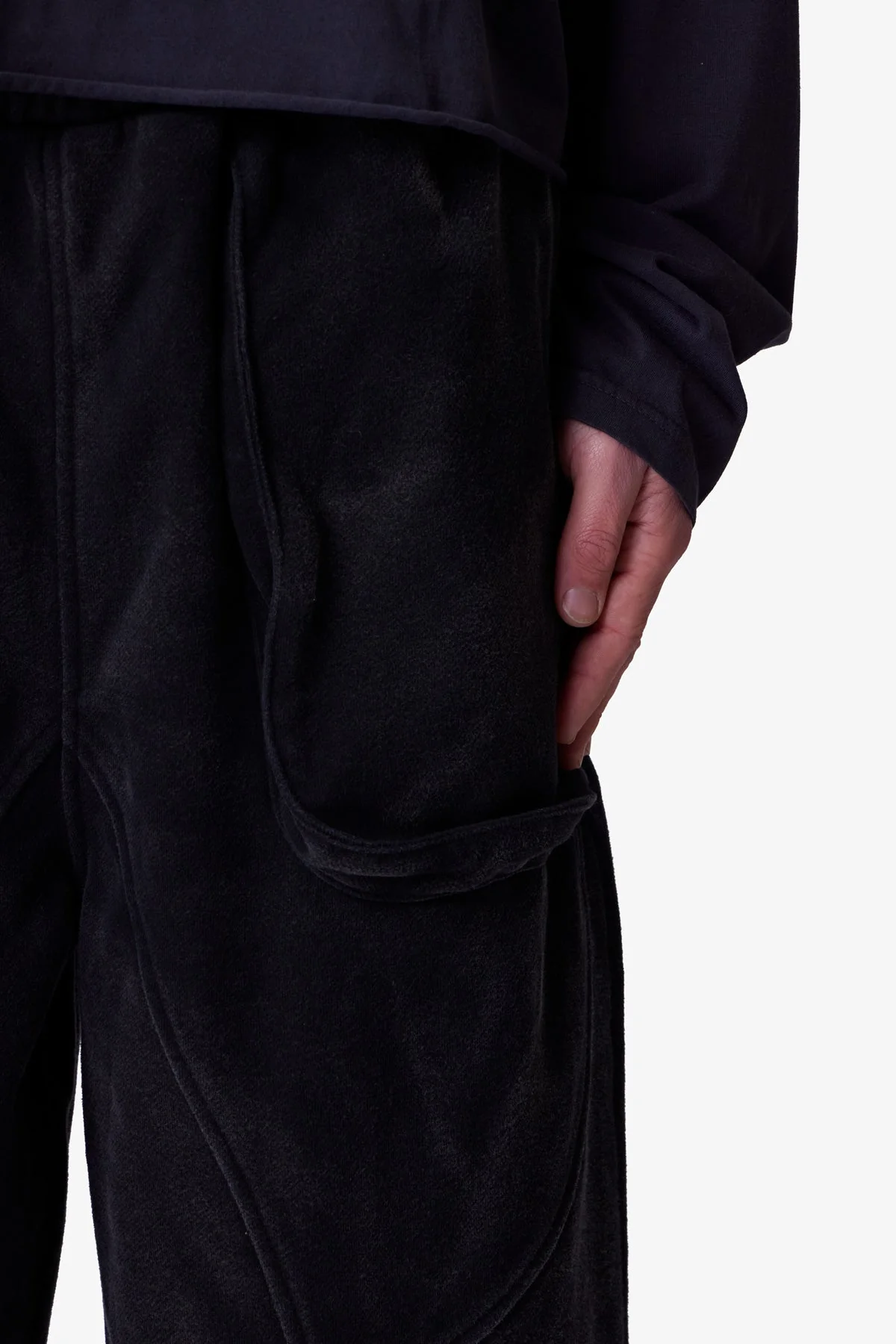 Cross Seamed Sweatpants - Washed Black - Image 8