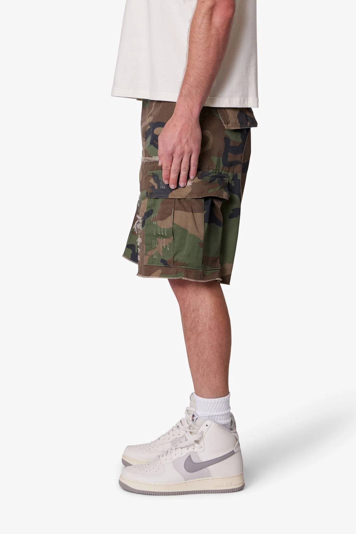 Distressed Cargo Shorts - Camo - Image 4
