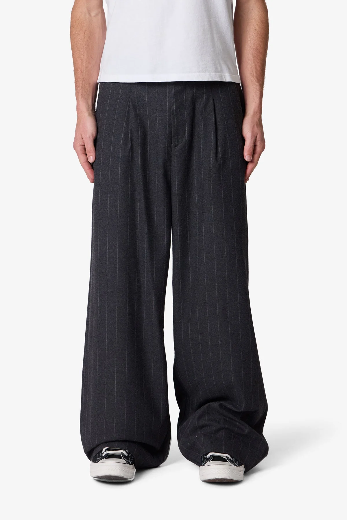 Easy Pleated Stripe Trouser - Grey/White - Image 2