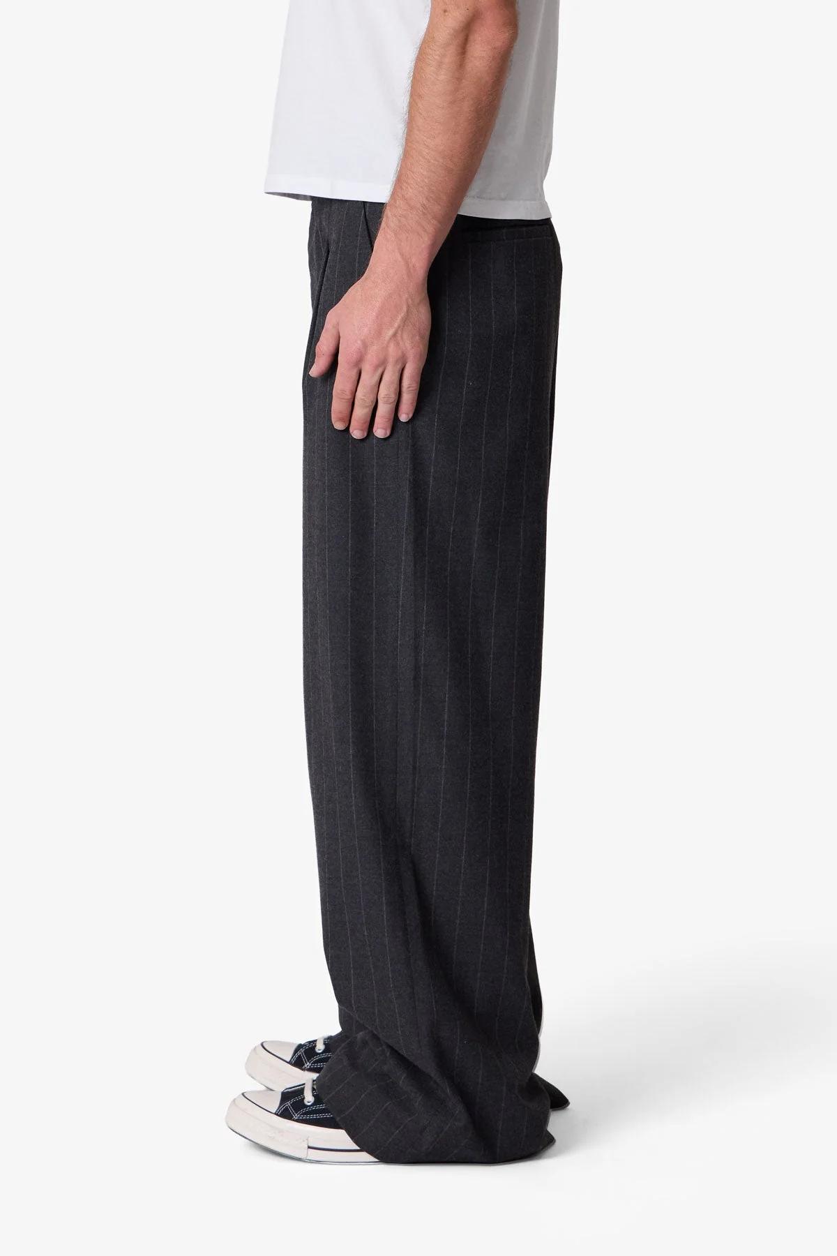 Easy Pleated Stripe Trouser - Grey/White - Image 4