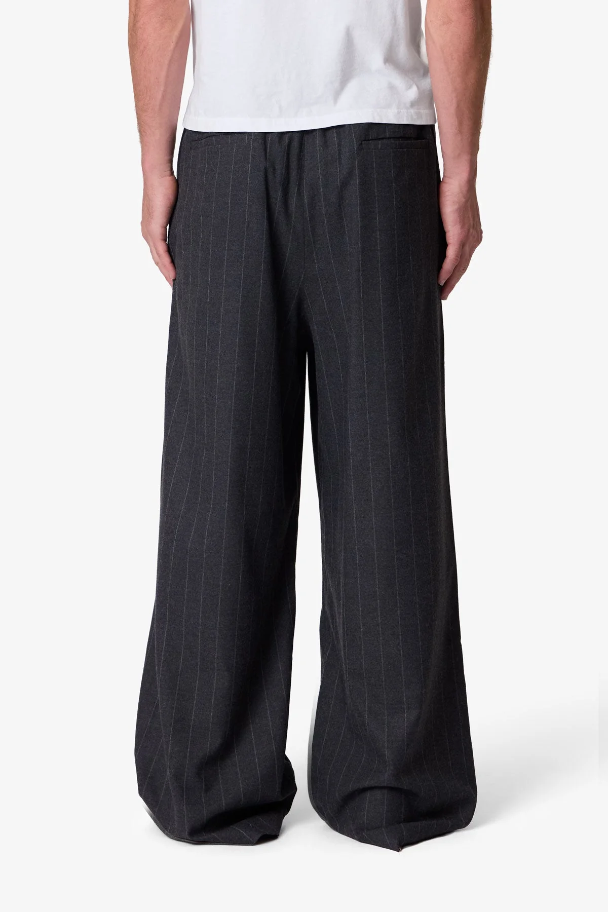 Easy Pleated Stripe Trouser - Grey/White - Image 5