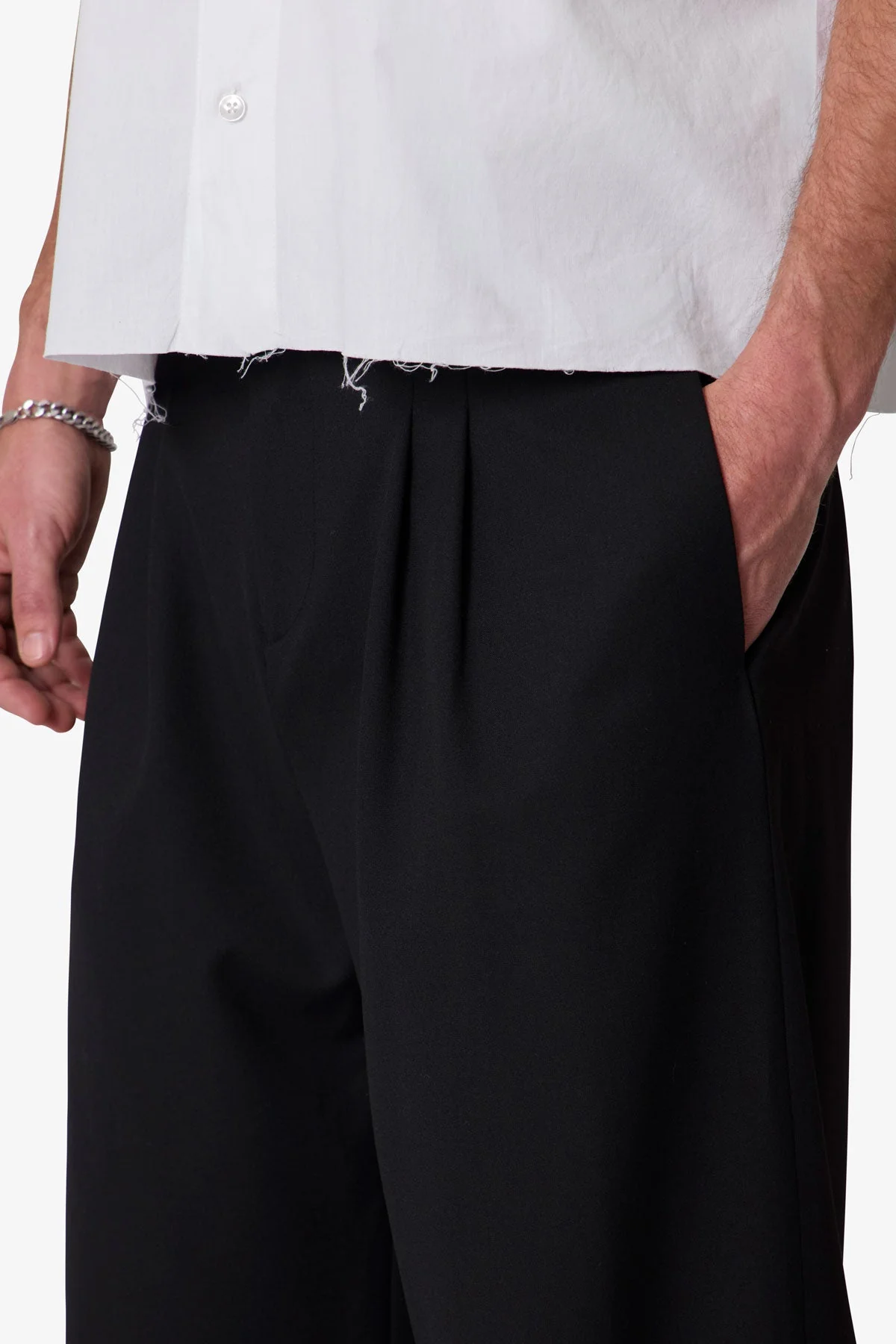 Easy Pleated Trouser Pants - Black - Image 7