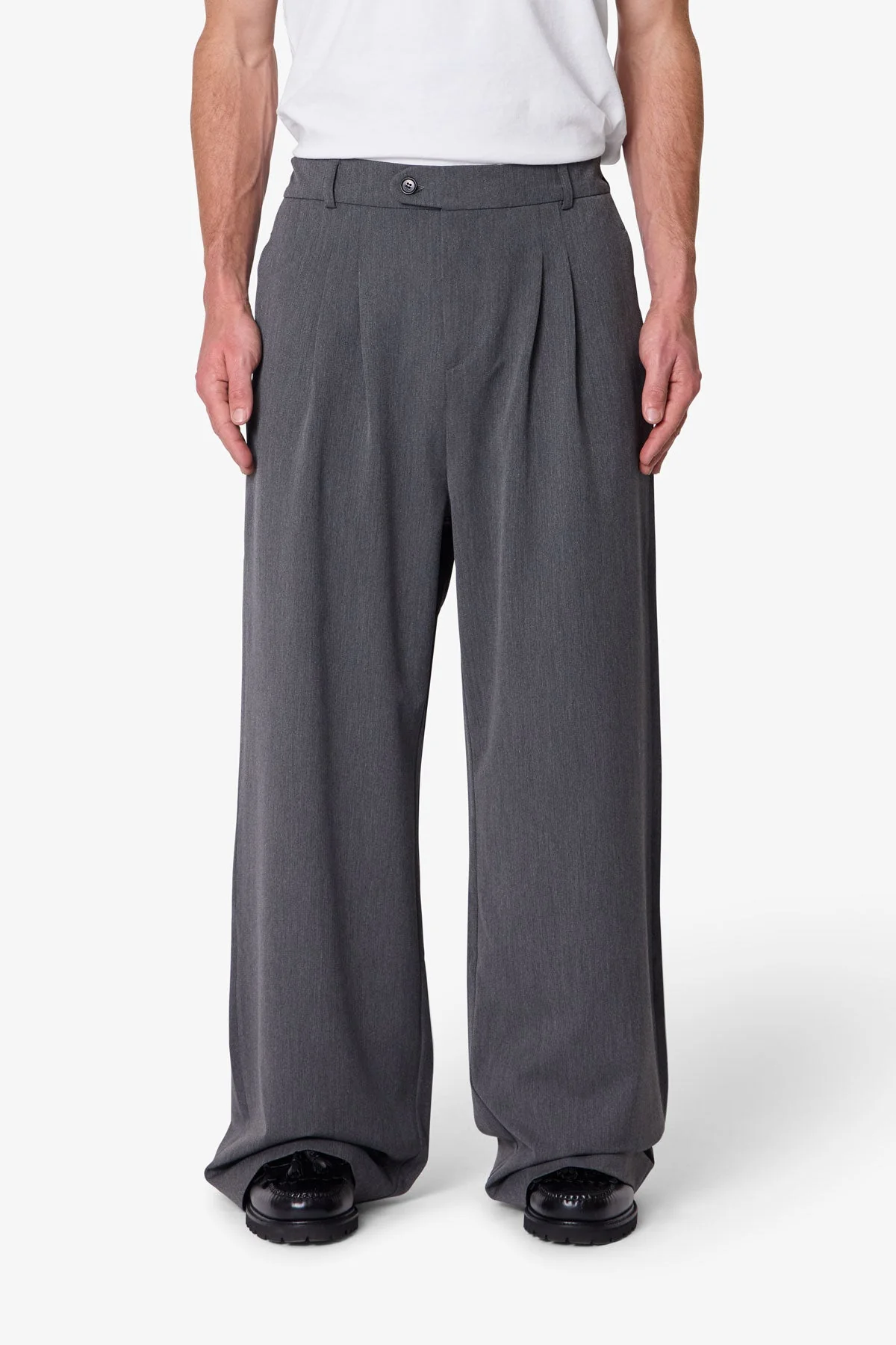 Easy Pleated Trouser Pants - Grey - Image 3