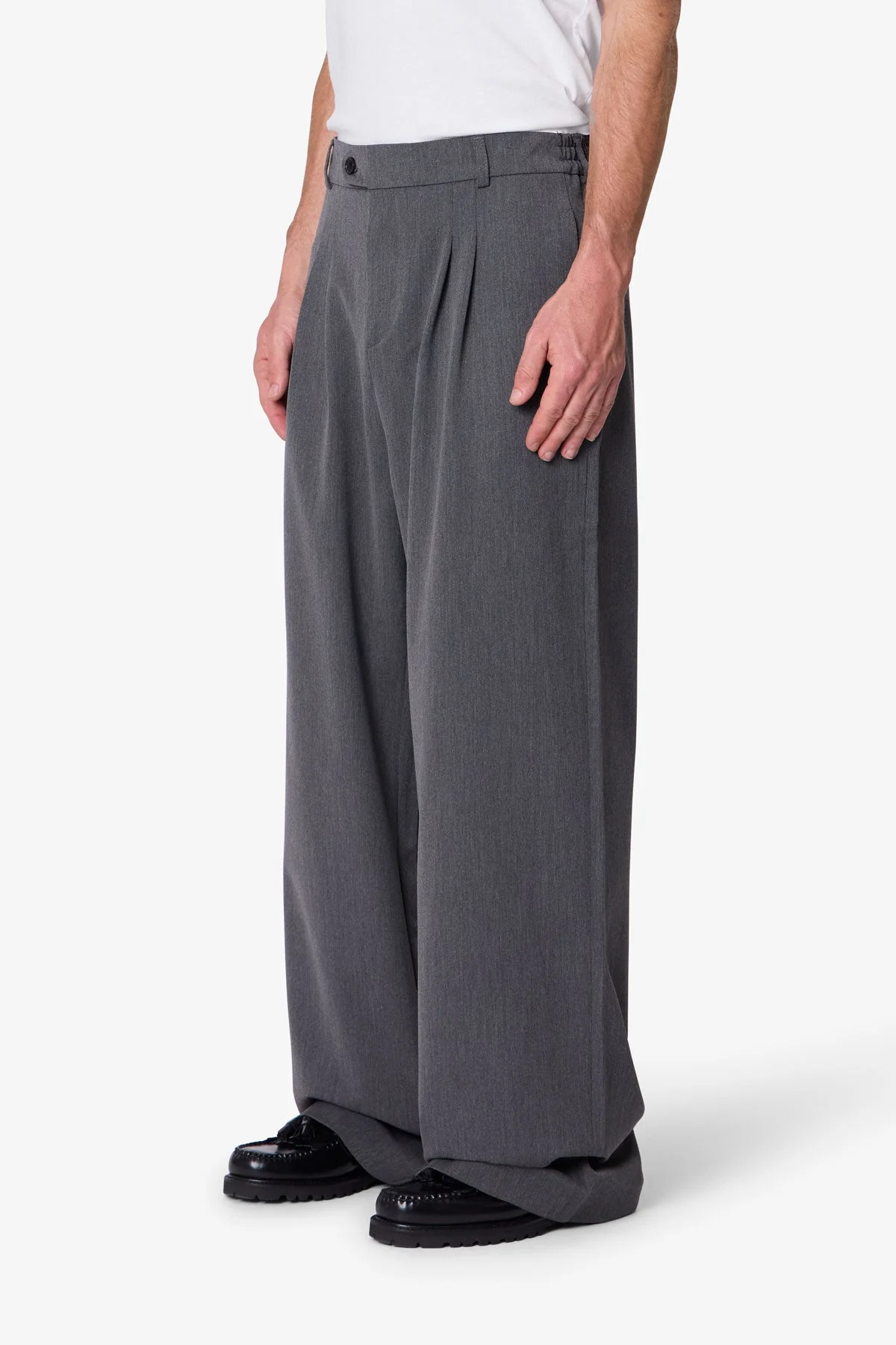 Easy Pleated Trouser Pants - Grey - Image 4