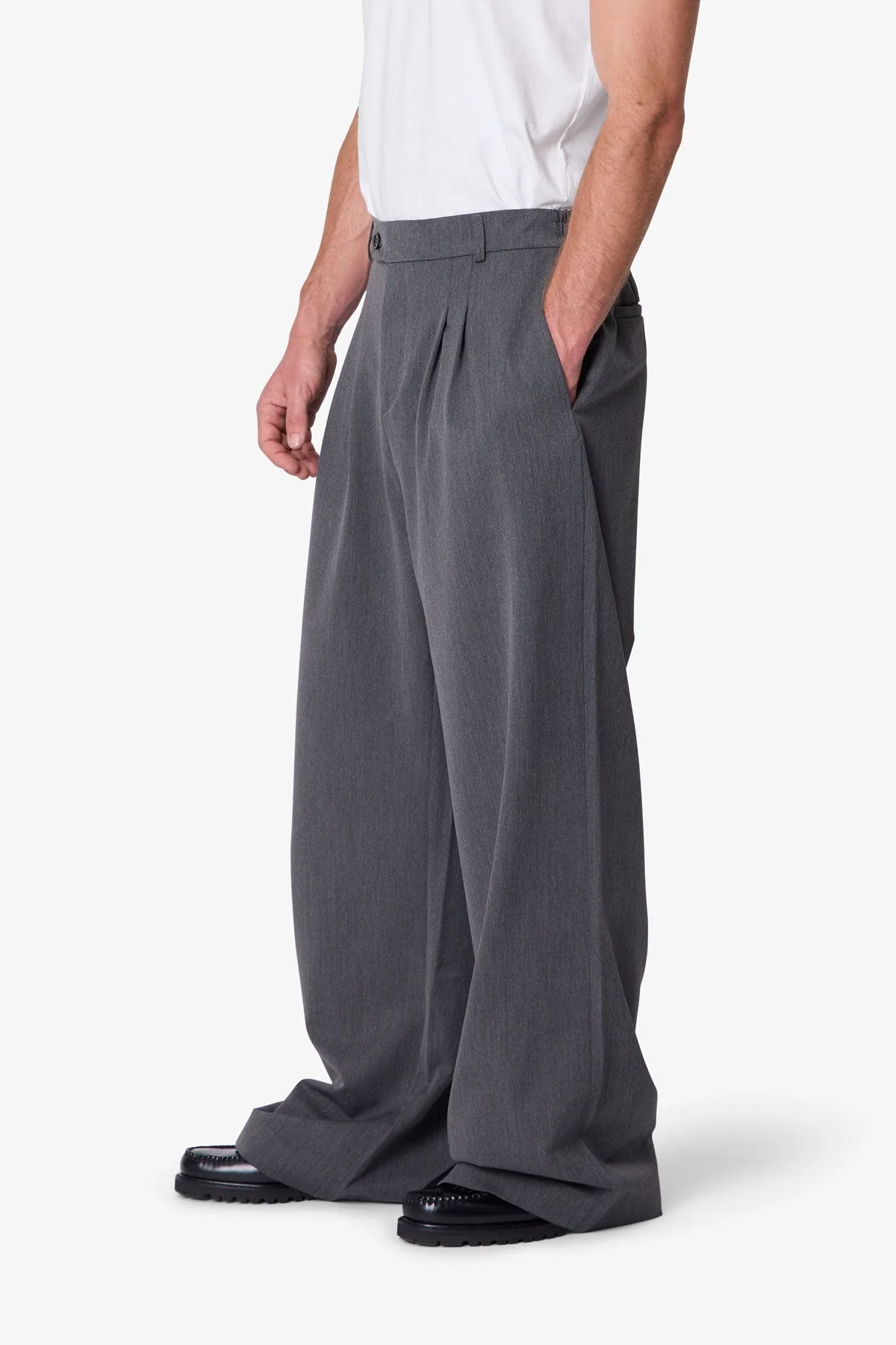 Easy Pleated Trouser Pants - Grey - Image 7