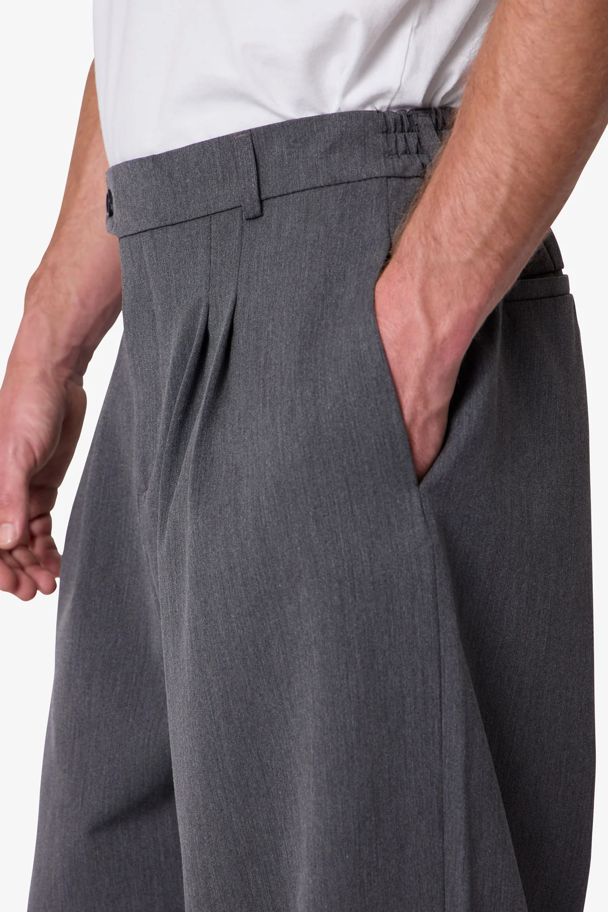 Easy Pleated Trouser Pants - Grey - Image 8