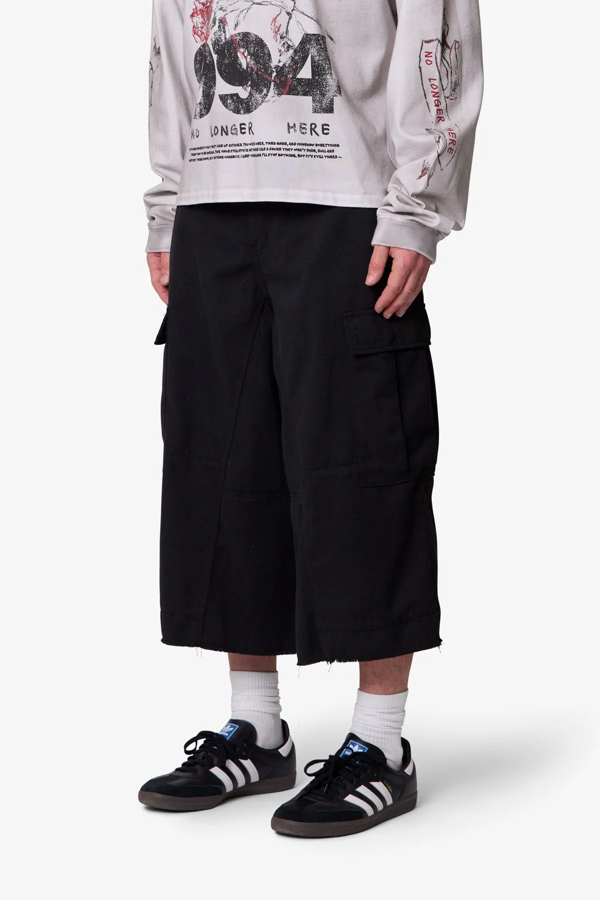 Extra Long Cargo Shorts - Black - Image 3