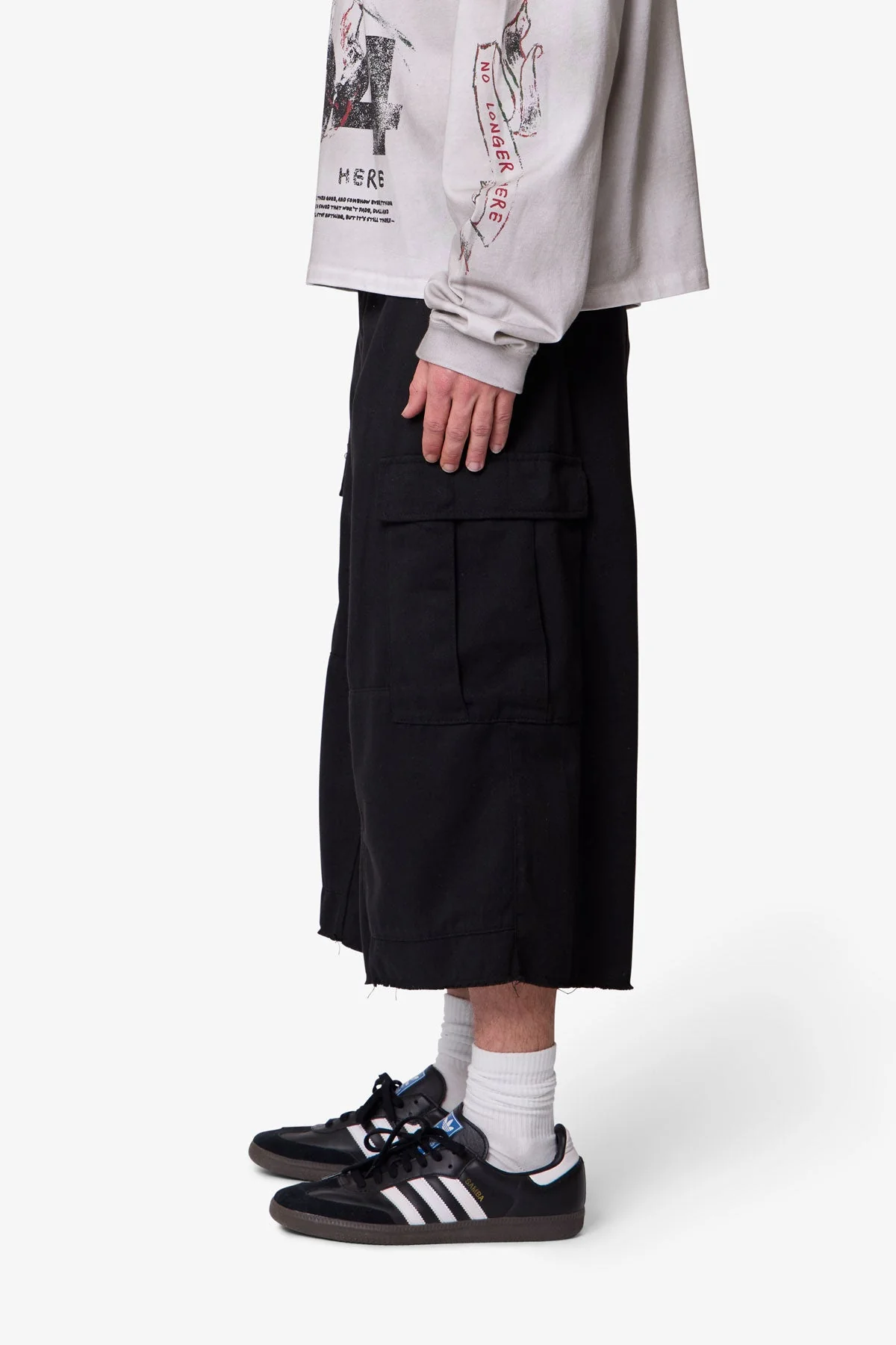 Extra Long Cargo Shorts - Black - Image 4